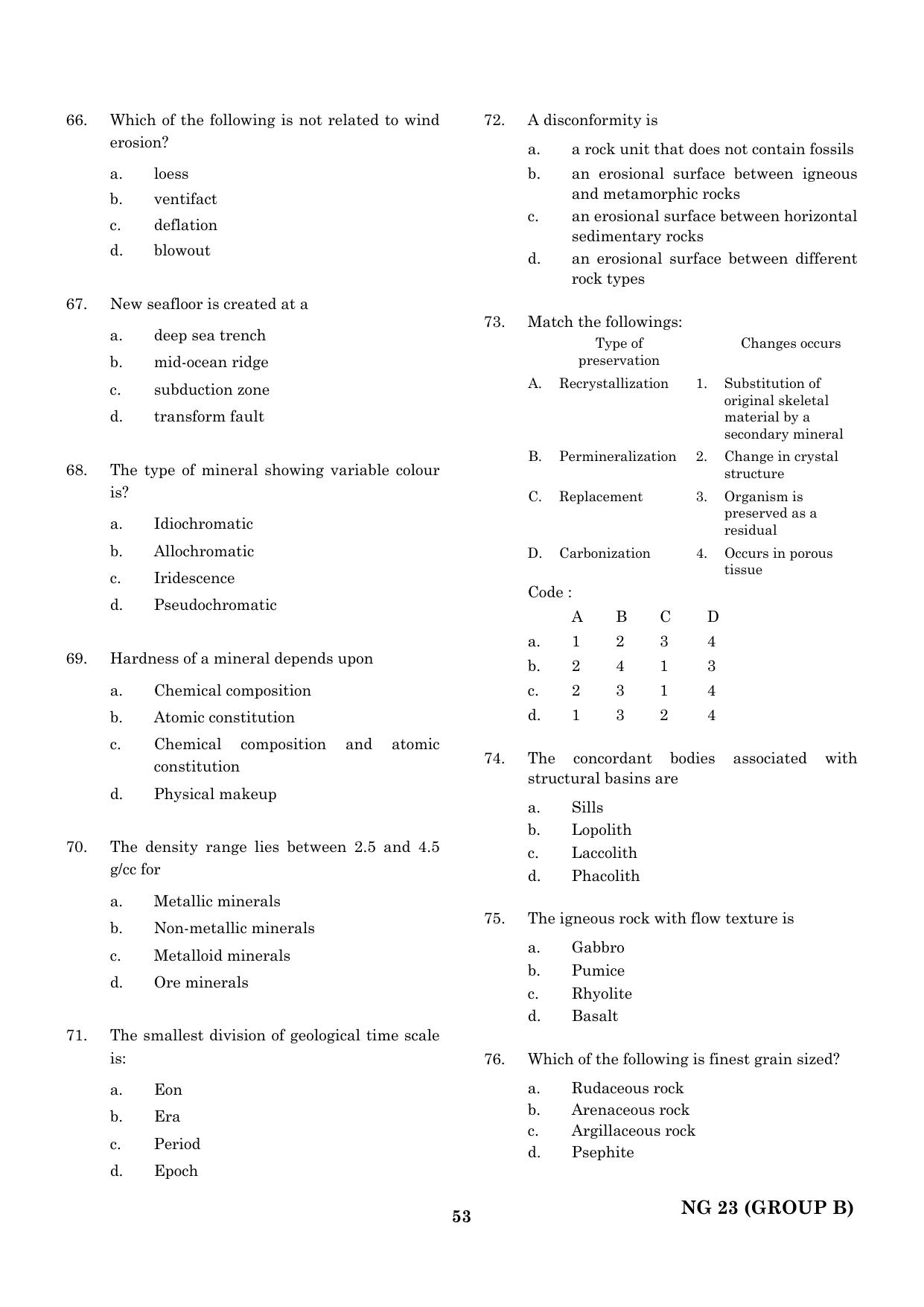 CEETA PG 2023 M.E / M.TECH/ M.ARCH / M.PLAN (GROUP B) Question Paper - Page 54