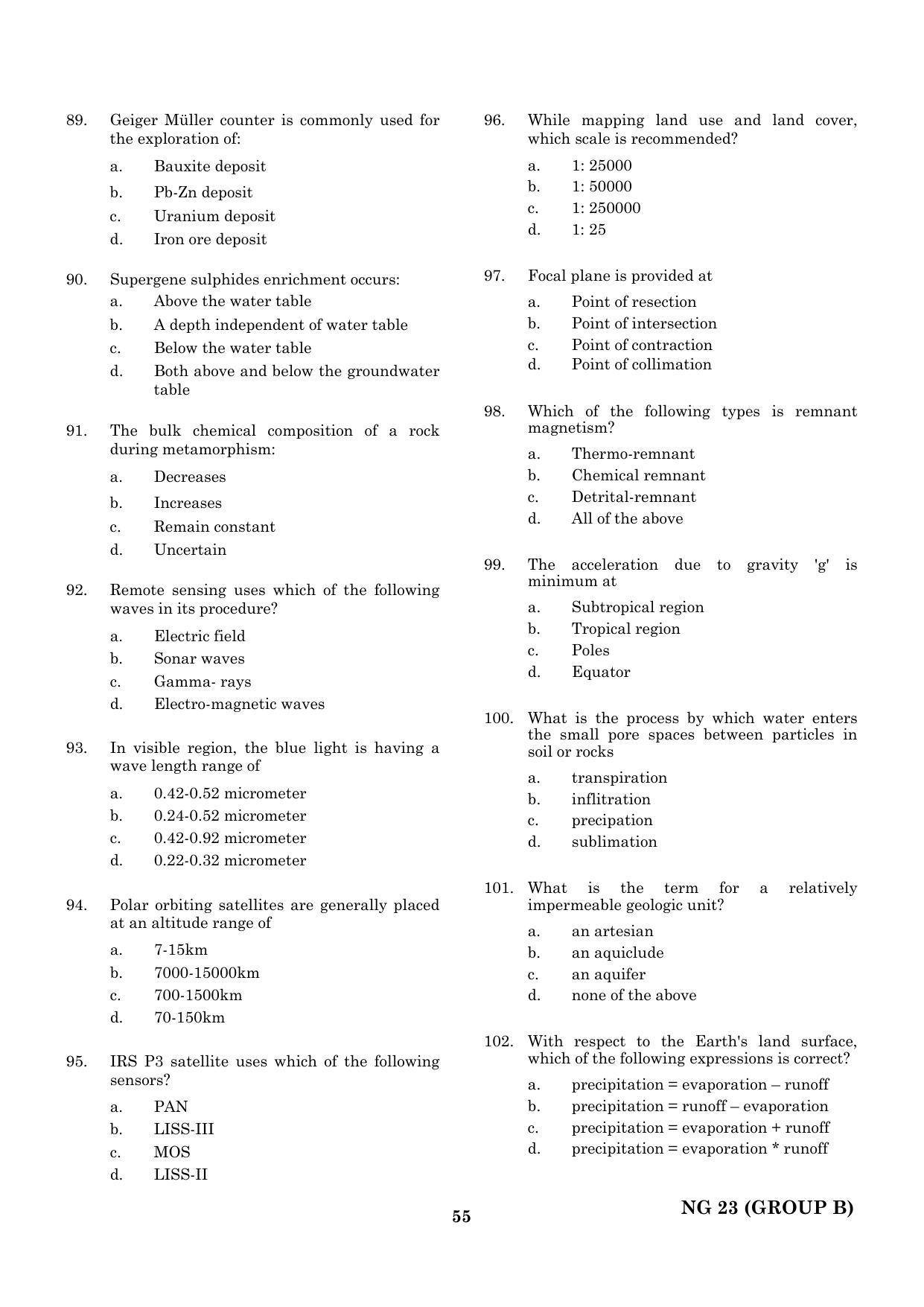 CEETA PG 2023 M.E / M.TECH/ M.ARCH / M.PLAN (GROUP B) Question Paper - Page 56