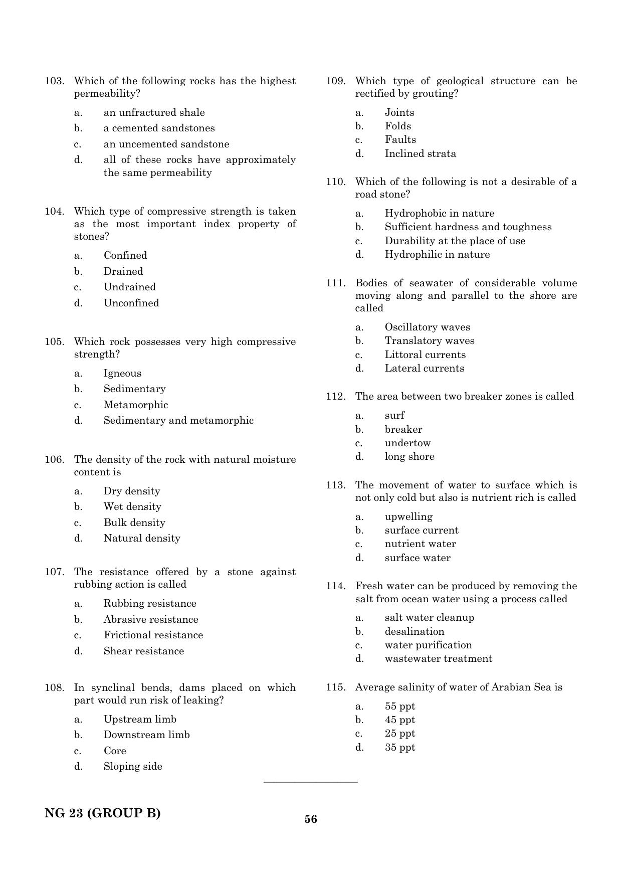 CEETA PG 2023 M.E / M.TECH/ M.ARCH / M.PLAN (GROUP B) Question Paper - Page 57