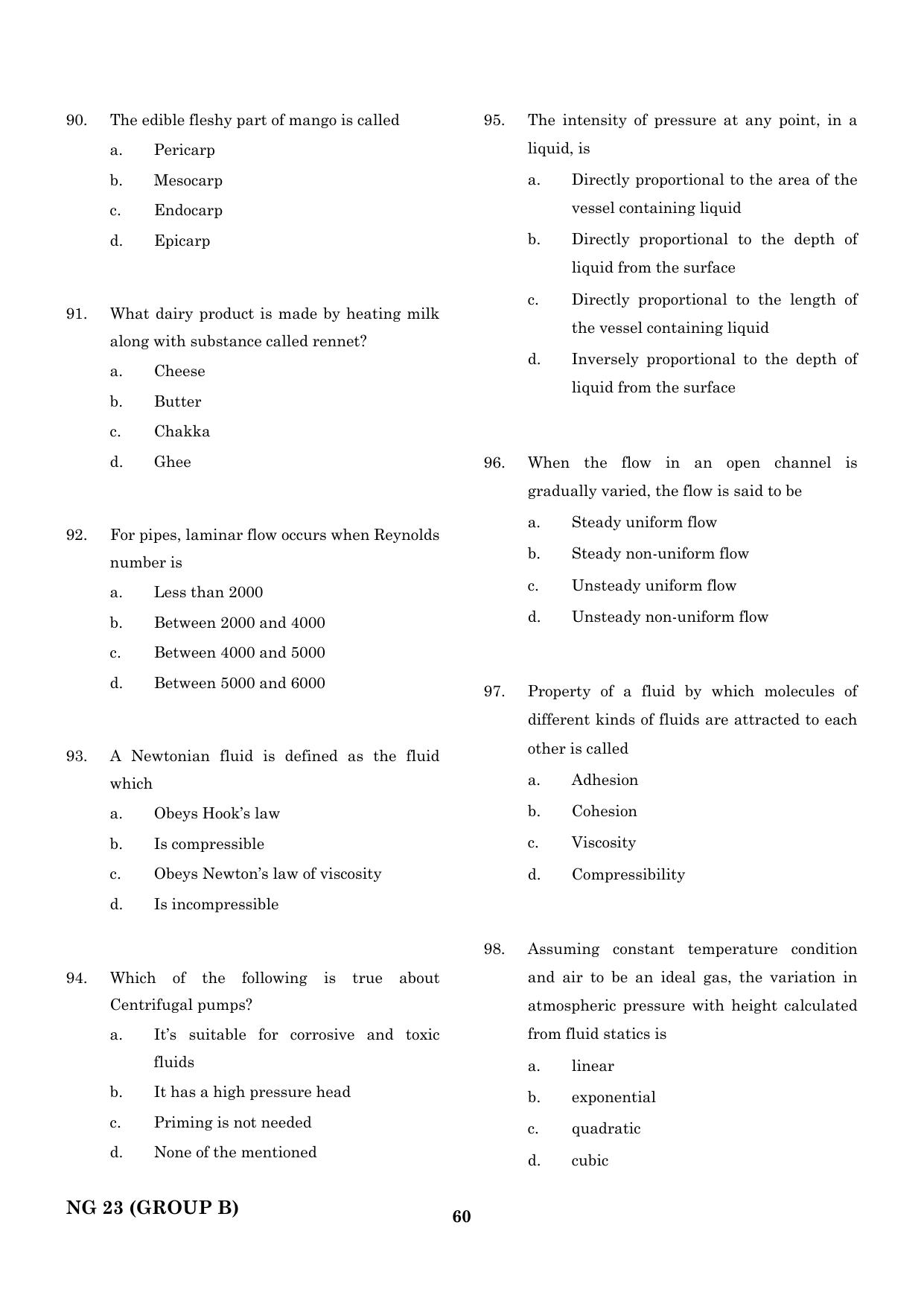 CEETA PG 2023 M.E / M.TECH/ M.ARCH / M.PLAN (GROUP B) Question Paper - Page 61