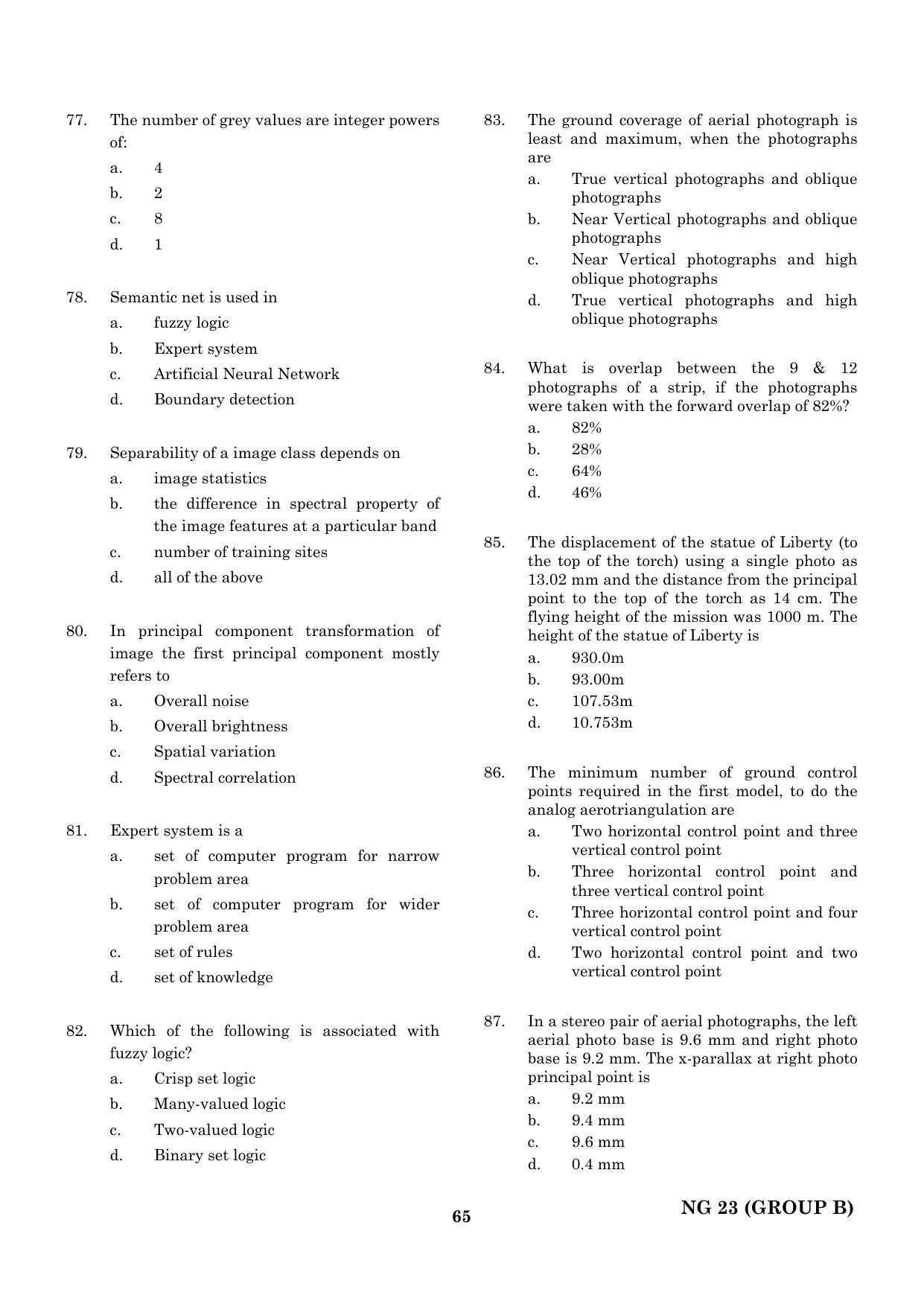 CEETA PG 2023 M.E / M.TECH/ M.ARCH / M.PLAN (GROUP B) Question Paper - Page 66
