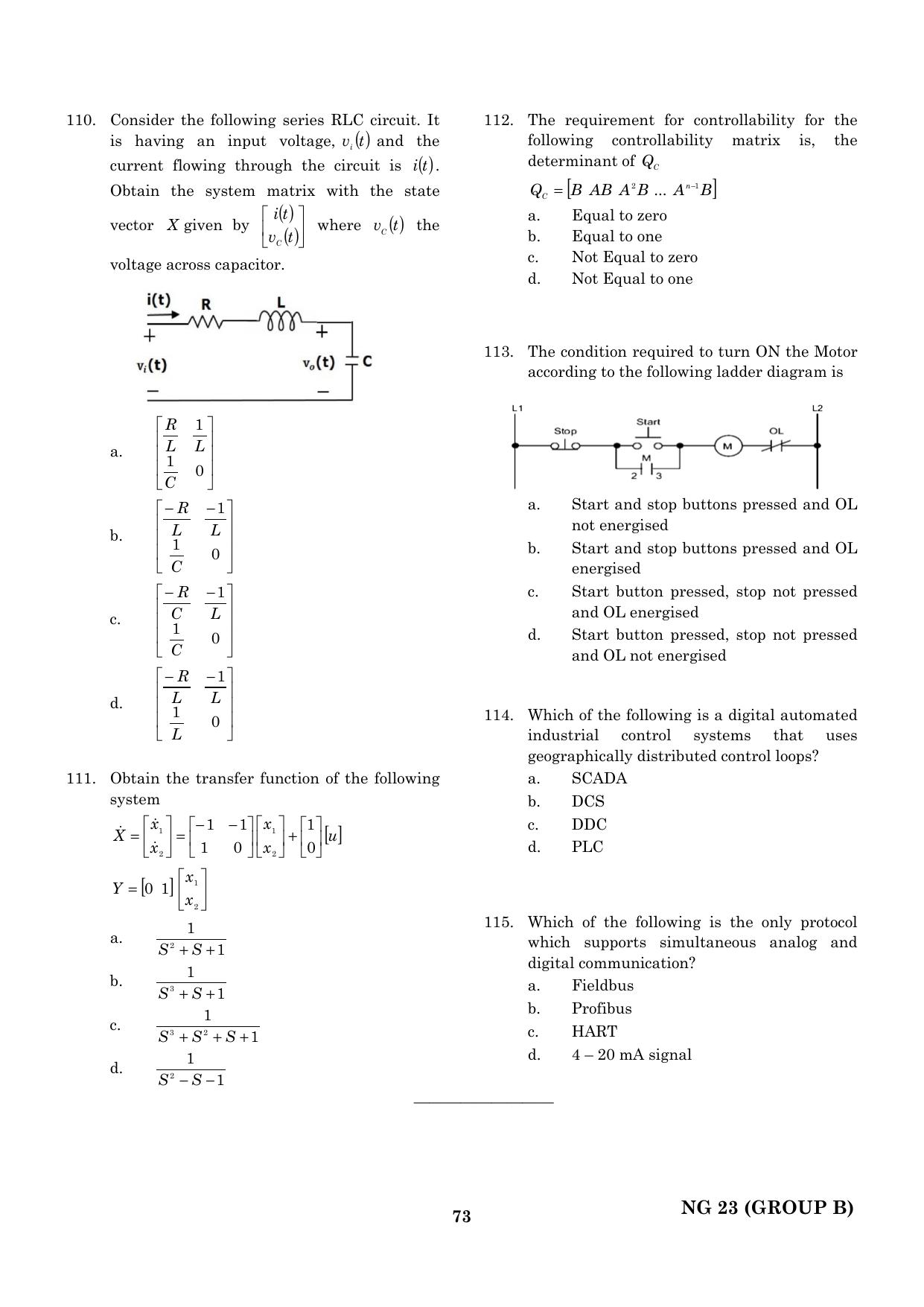 CEETA PG 2023 M.E / M.TECH/ M.ARCH / M.PLAN (GROUP B) Question Paper - Page 74