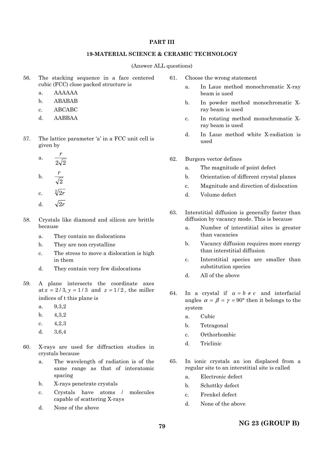 CEETA PG 2023 M.E / M.TECH/ M.ARCH / M.PLAN (GROUP B) Question Paper - Page 80