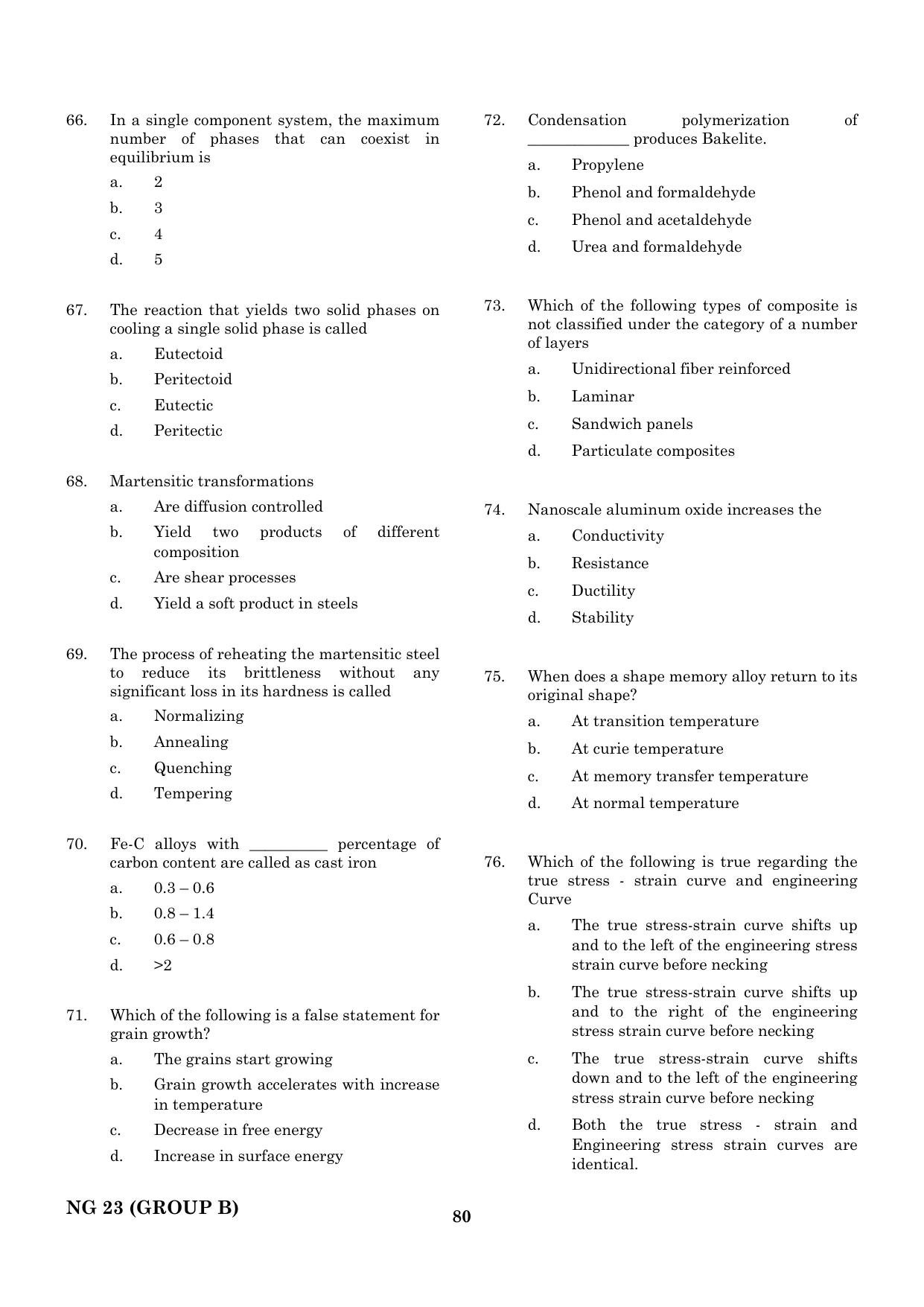 CEETA PG 2023 M.E / M.TECH/ M.ARCH / M.PLAN (GROUP B) Question Paper - Page 81