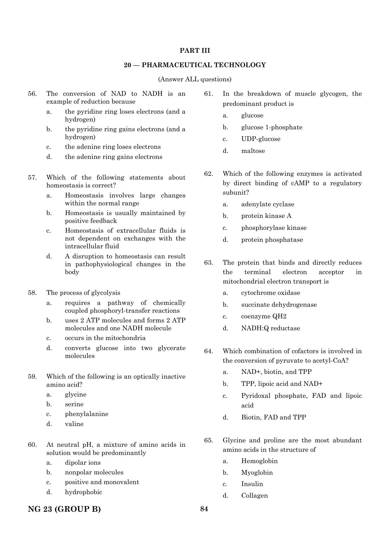 CEETA PG 2023 M.E / M.TECH/ M.ARCH / M.PLAN (GROUP B) Question Paper - Page 85