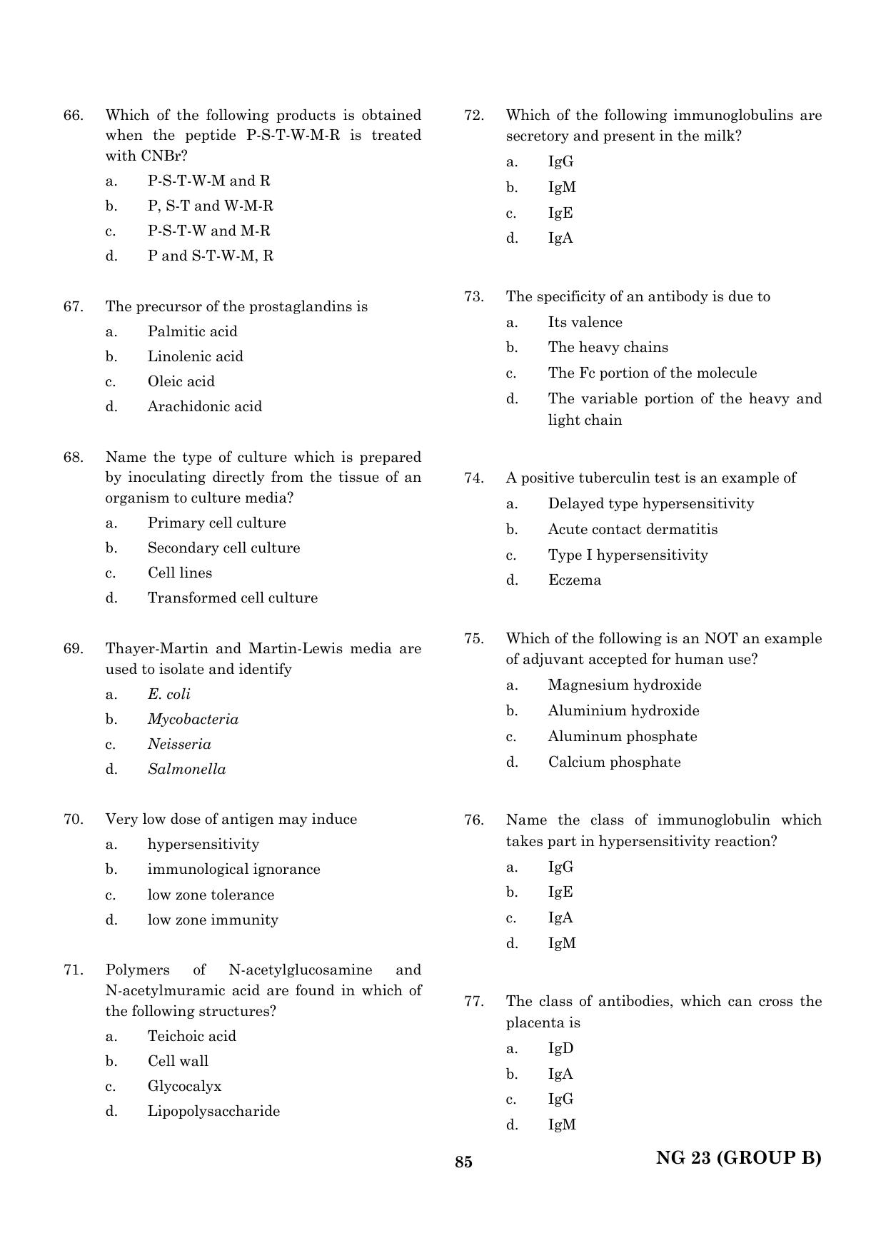 CEETA PG 2023 M.E / M.TECH/ M.ARCH / M.PLAN (GROUP B) Question Paper - Page 86