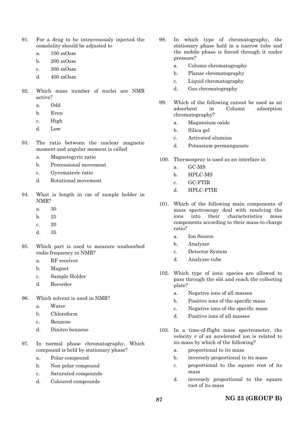CEETA PG 2023 M.E / M.TECH/ M.ARCH / M.PLAN (GROUP B) Question Paper - Page 88