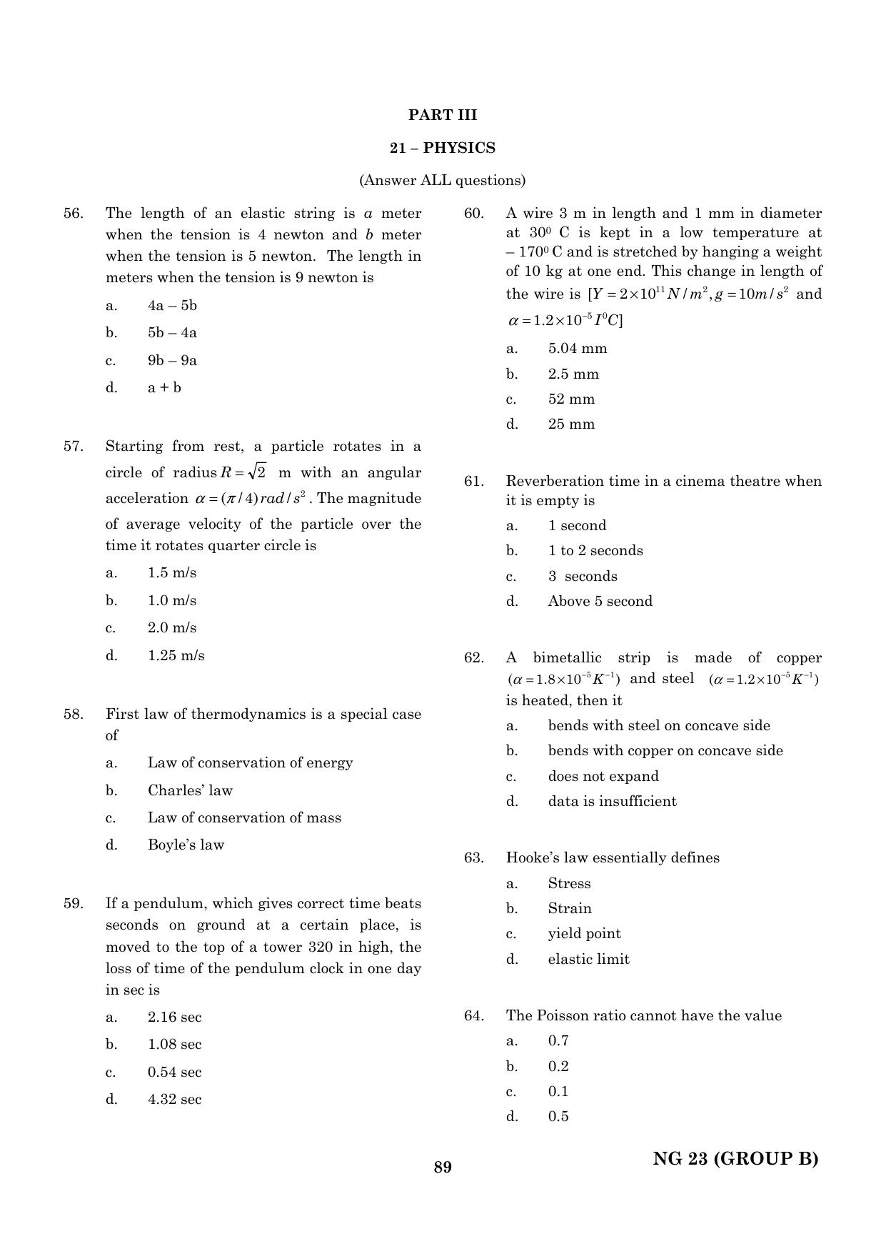 CEETA PG 2023 M.E / M.TECH/ M.ARCH / M.PLAN (GROUP B) Question Paper - Page 90