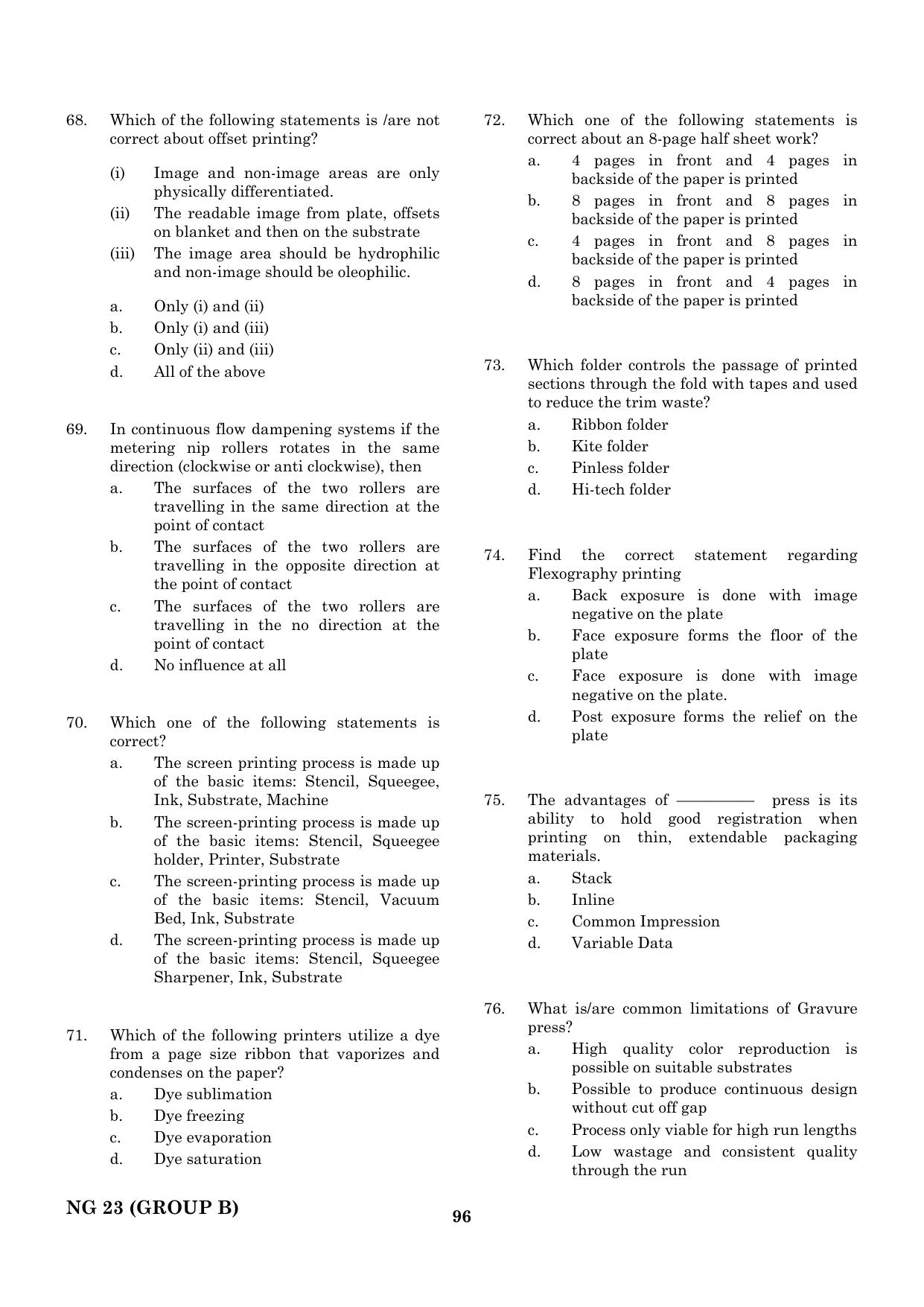 CEETA PG 2023 M.E / M.TECH/ M.ARCH / M.PLAN (GROUP B) Question Paper - Page 97