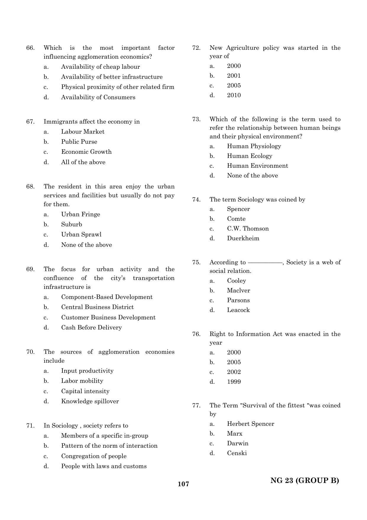CEETA PG 2023 M.E / M.TECH/ M.ARCH / M.PLAN (GROUP B) Question Paper - Page 108
