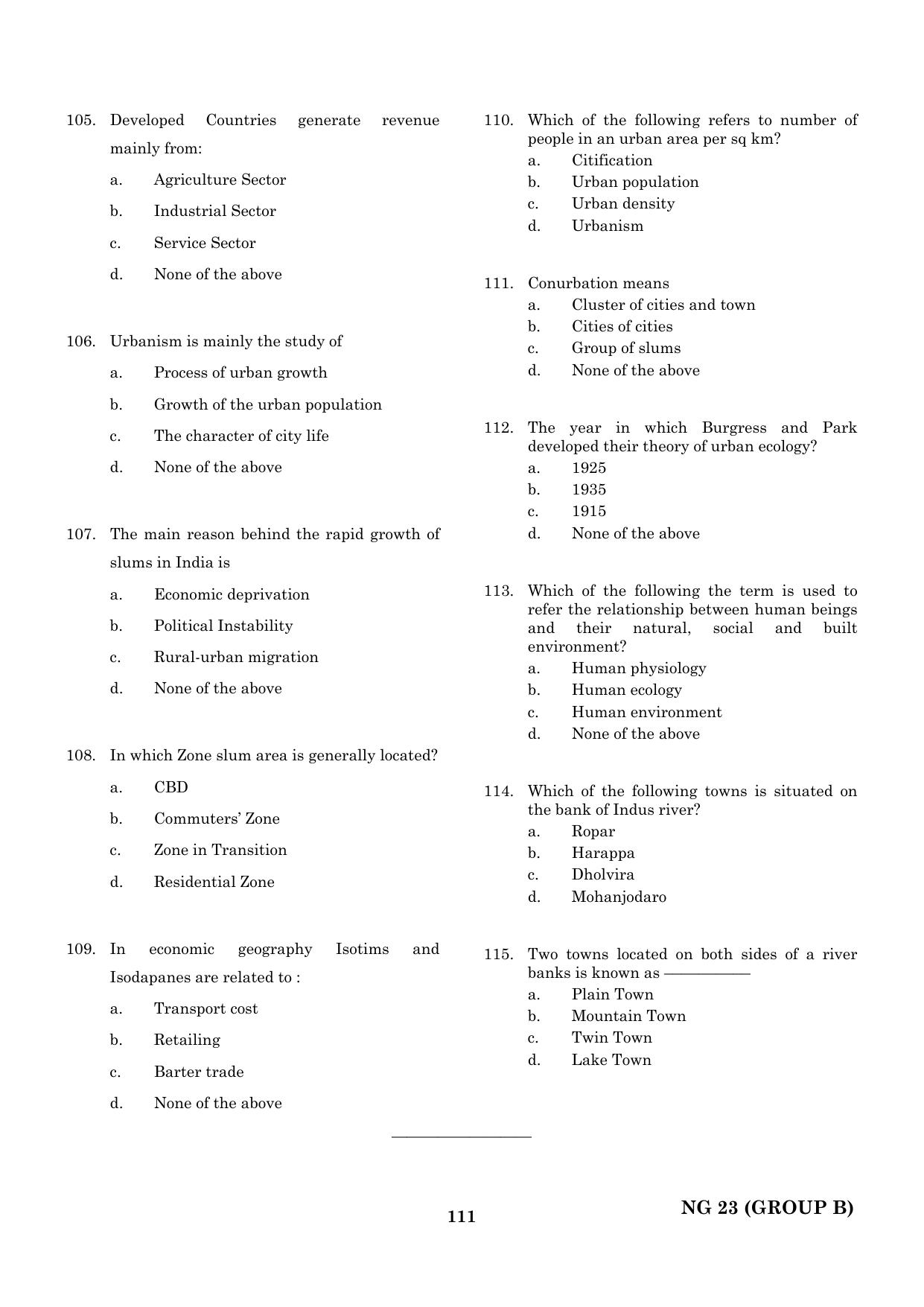CEETA PG 2023 M.E / M.TECH/ M.ARCH / M.PLAN (GROUP B) Question Paper - Page 112