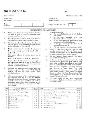 CEETA PG 2023 M.E / M.TECH/ M.ARCH / M.PLAN (GROUP B) Question Paper