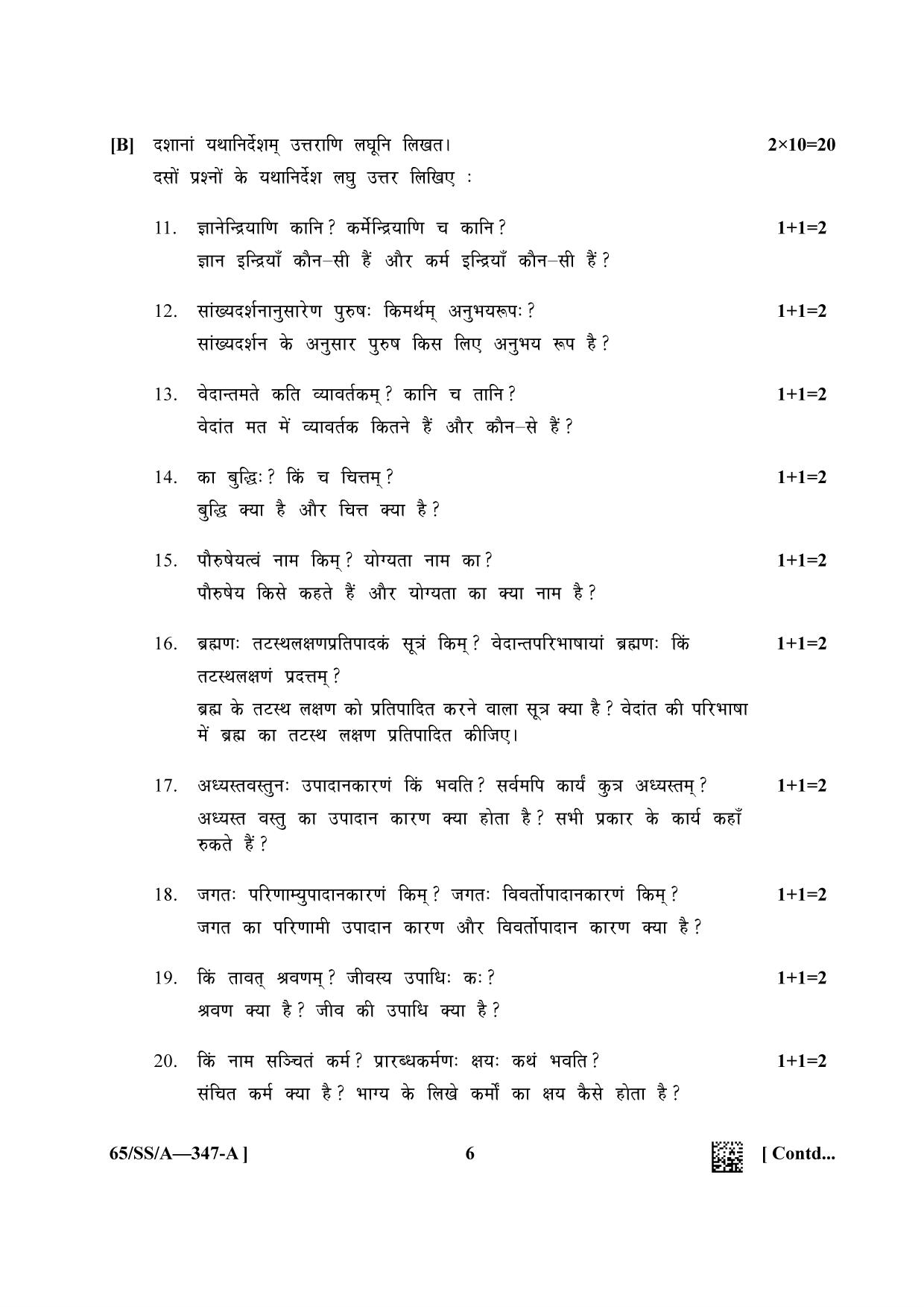 NIOS 2023 Class 12 Bharatiya Darshan Question Paper - Page 6
