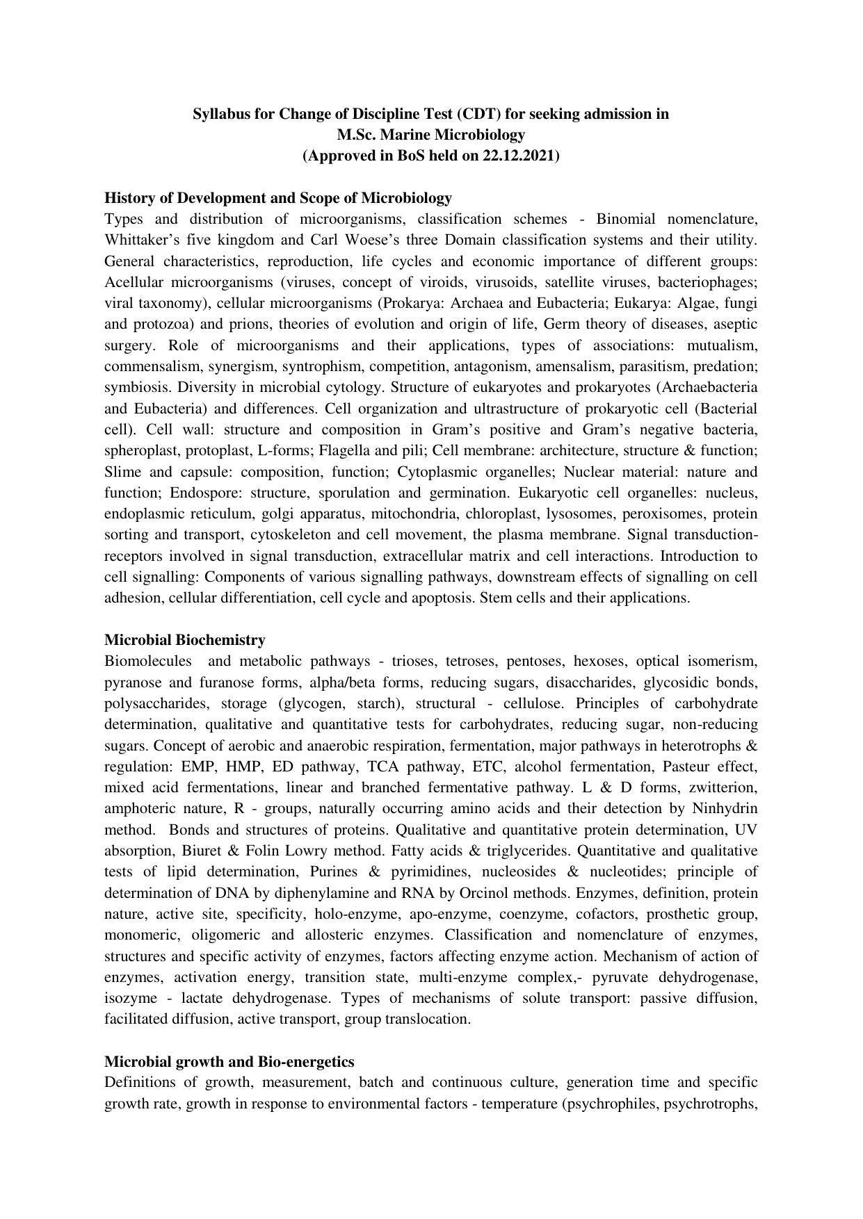 GU ART CDT Marine Microbiology Syllabus - Page 1