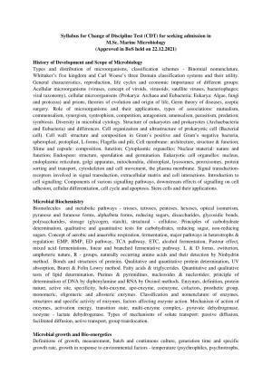 GU ART CDT Marine Microbiology Syllabus