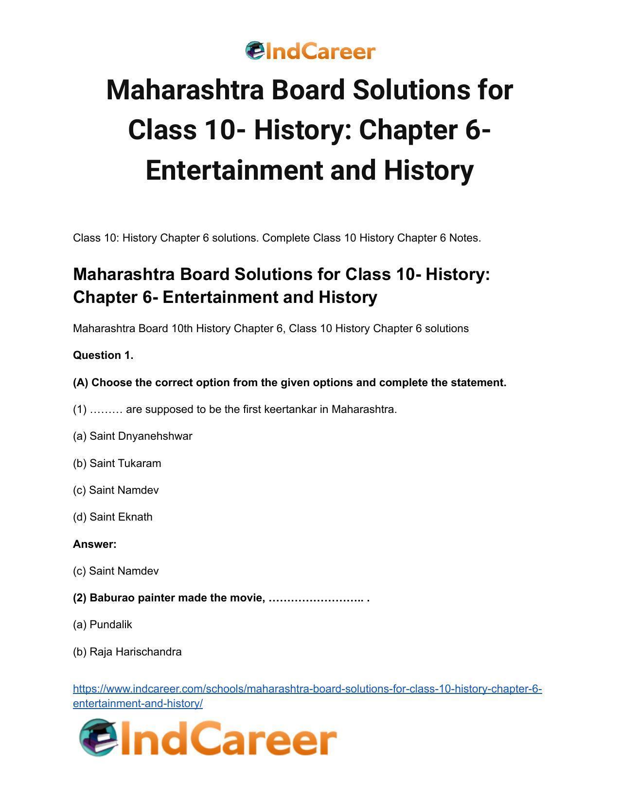 Maharashtra Board Solutions for Class 10- History: Chapter 6- Entertainment and History - Page 2
