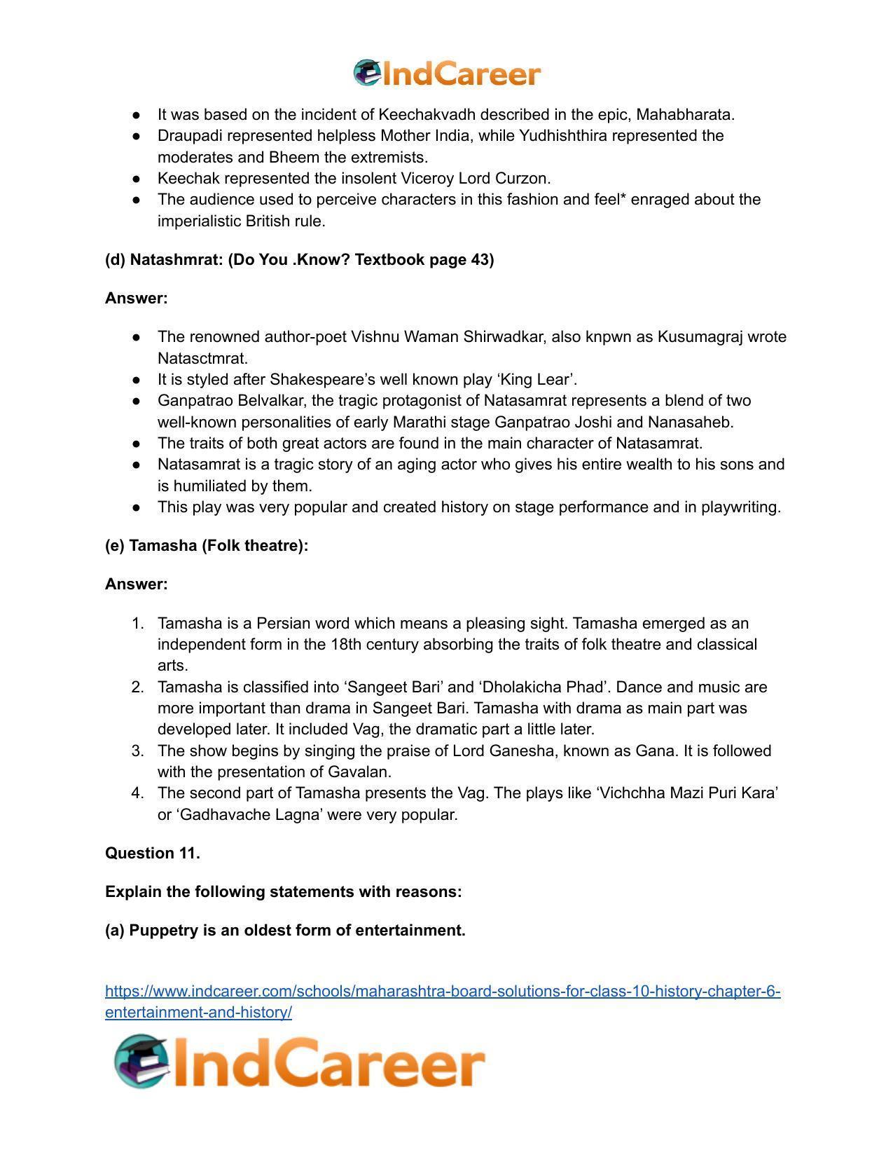 Maharashtra Board Solutions for Class 10- History: Chapter 6- Entertainment and History - Page 22