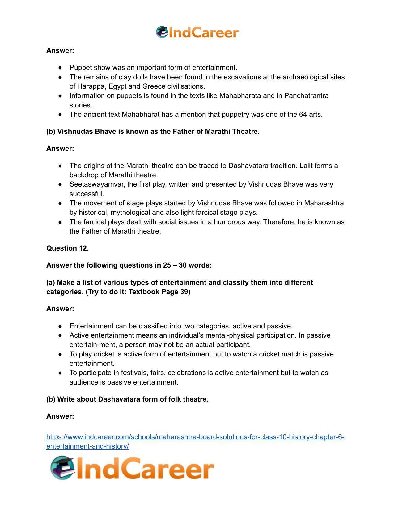 Maharashtra Board Solutions for Class 10- History: Chapter 6- Entertainment and History - Page 23