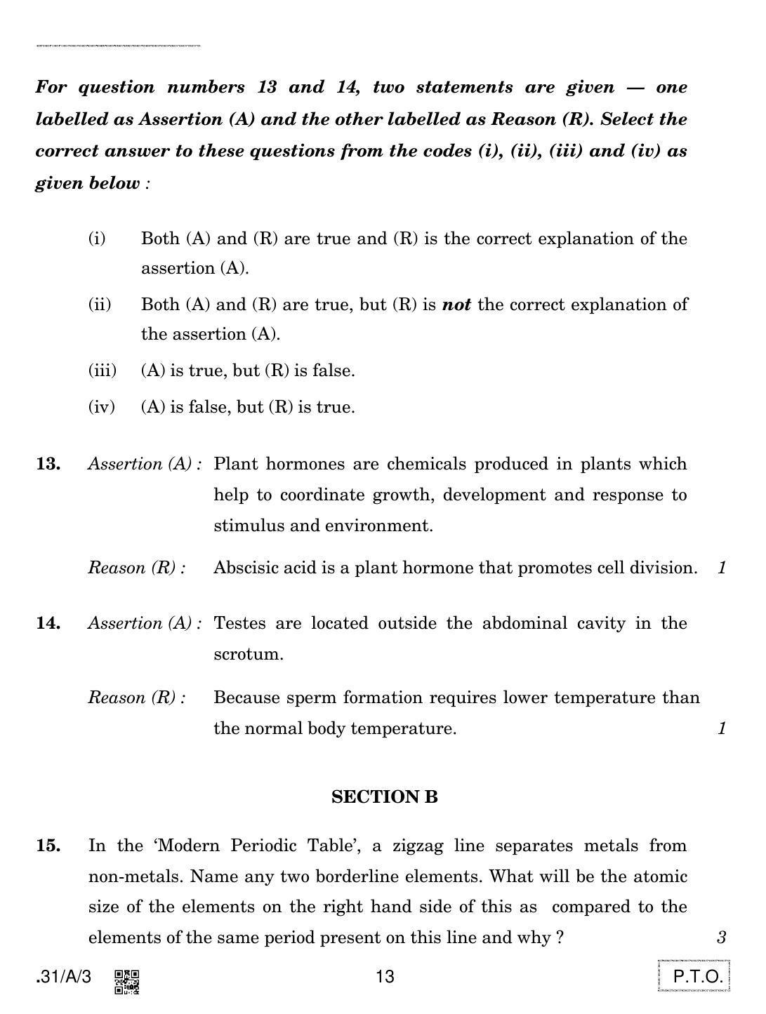 CBSE Class 10 31-C-3 - Science 2020 Compartment Question Paper - Page 13