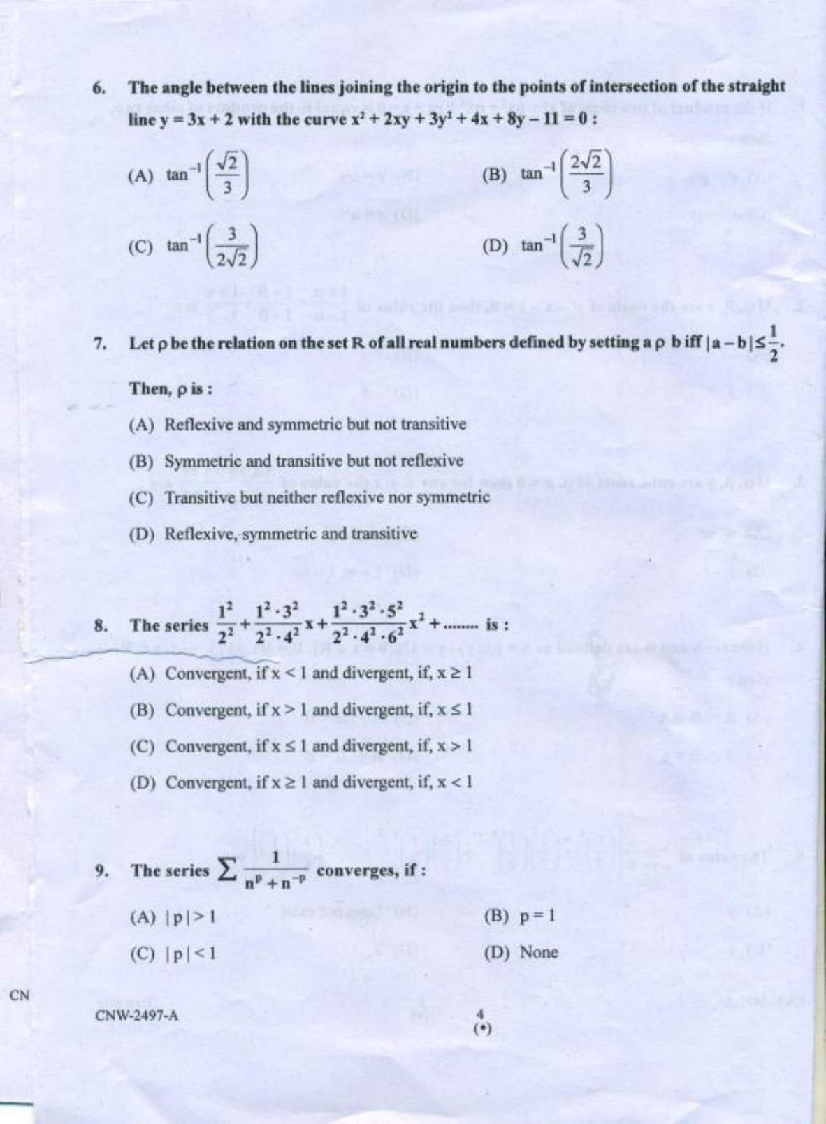 PU CET PG 2018 M.Sc.(Mathematics) Question Paper - Page 3