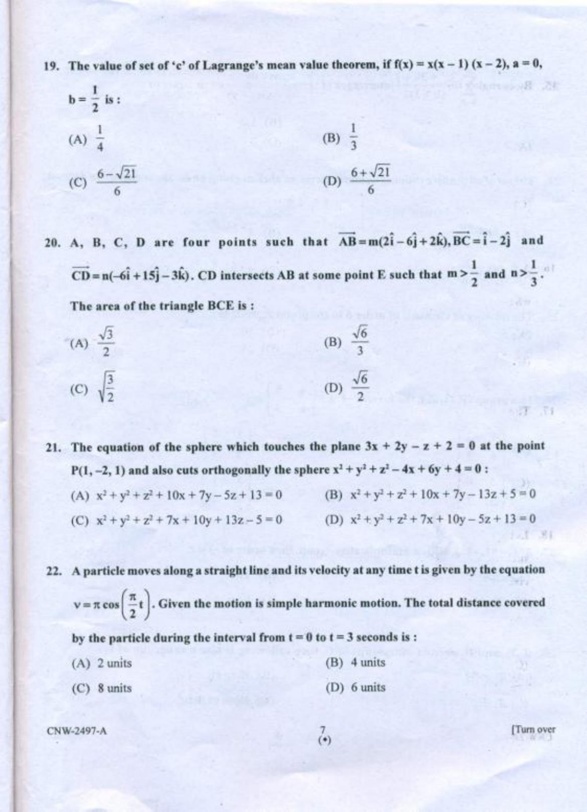 PU CET PG 2018 M.Sc.(Mathematics) Question Paper - Page 6