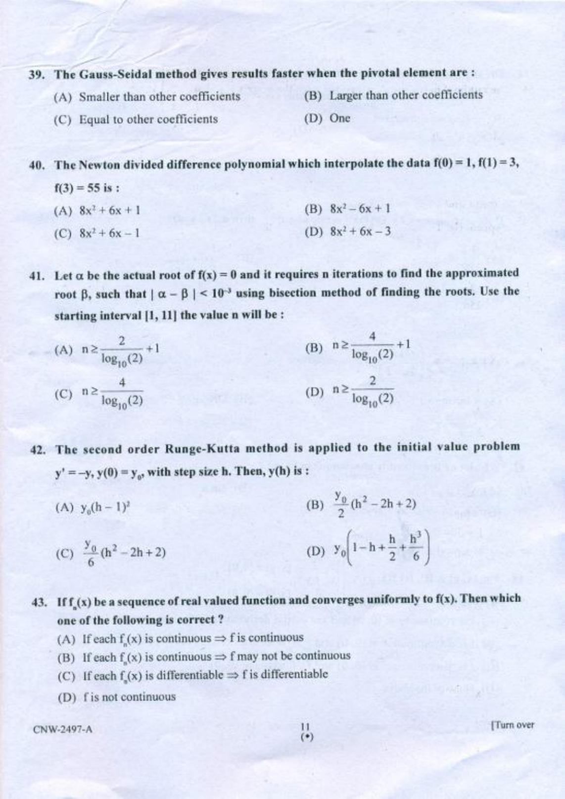 PU CET PG 2018 M.Sc.(Mathematics) Question Paper - Page 10