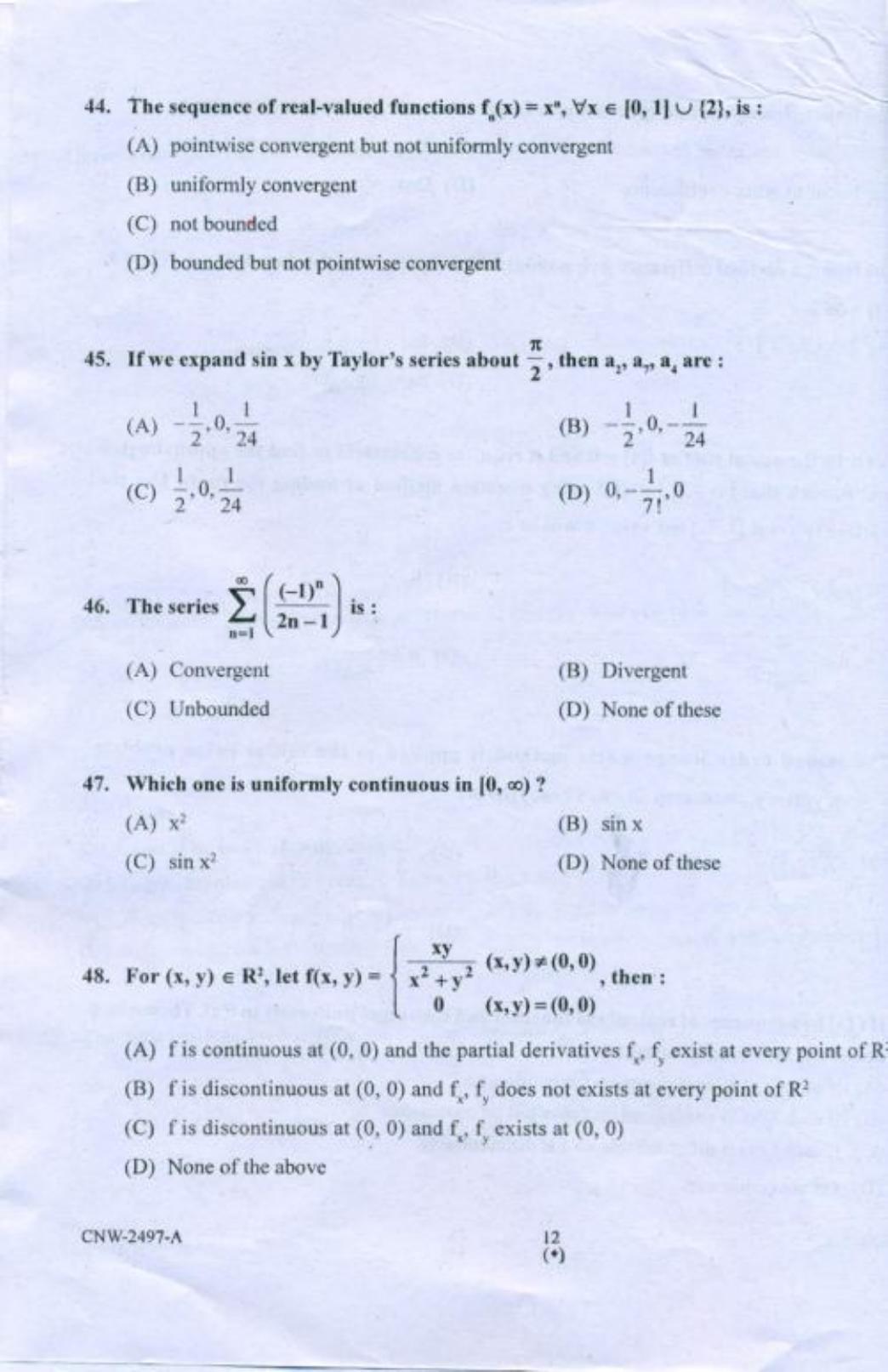 PU CET PG 2018 M.Sc.(Mathematics) Question Paper - Page 11