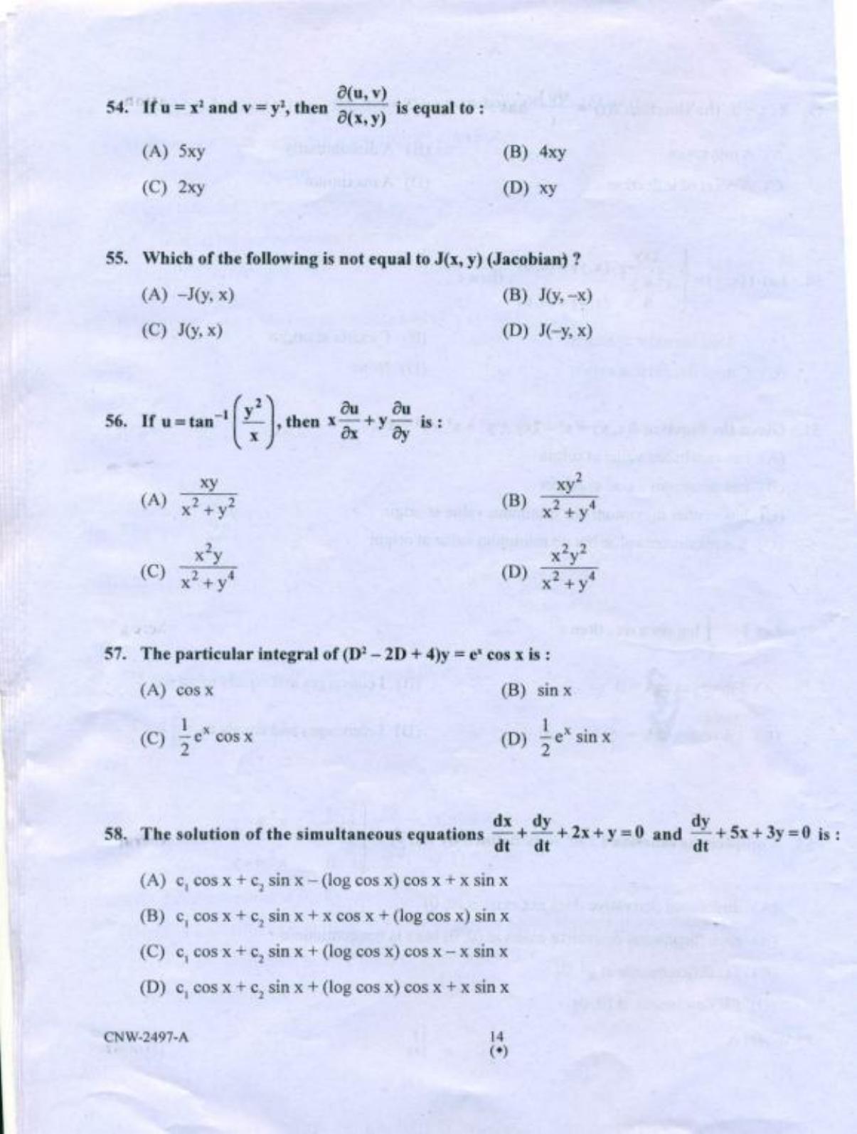 PU CET PG 2018 M.Sc.(Mathematics) Question Paper - Page 13