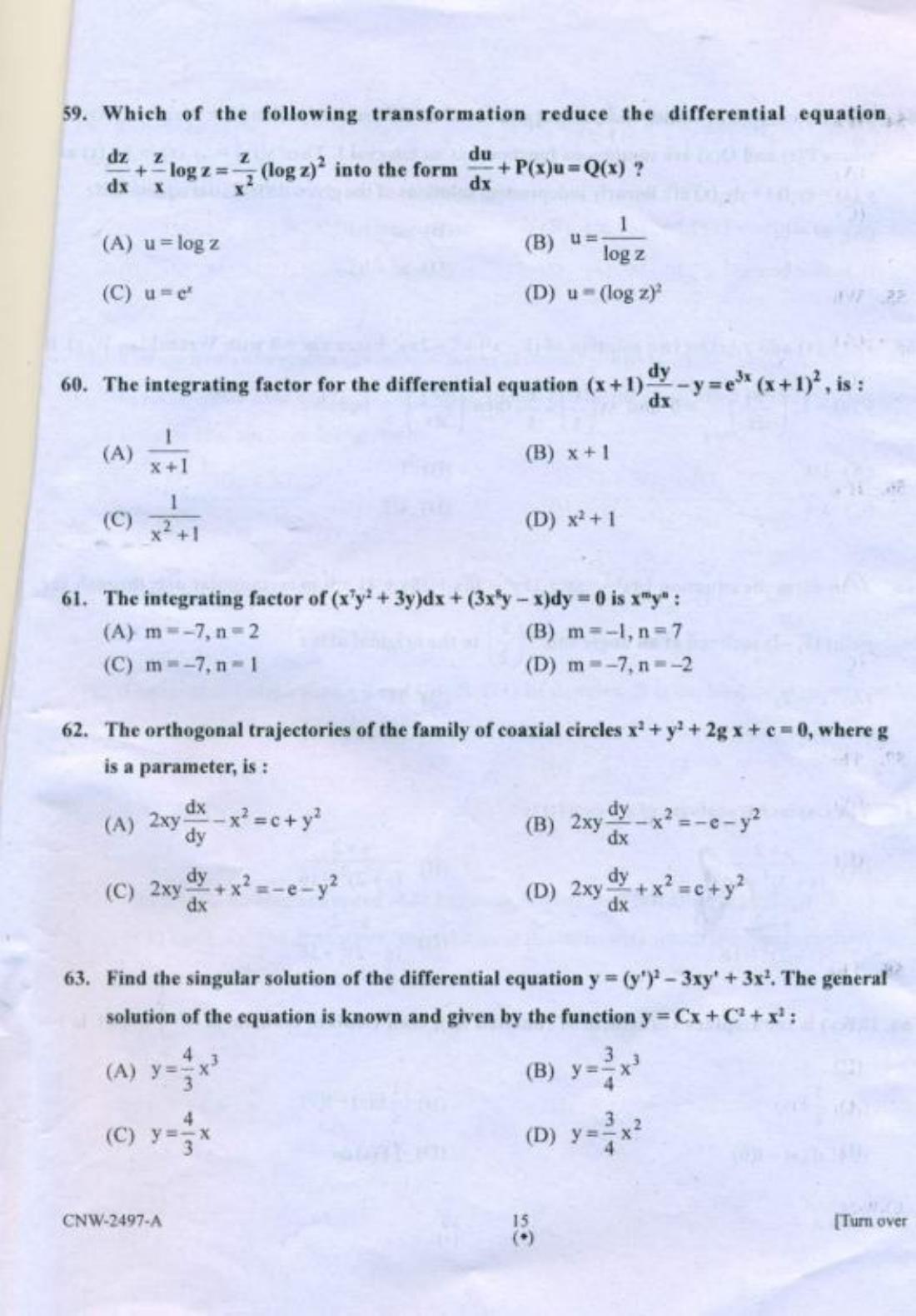 PU CET PG 2018 M.Sc.(Mathematics) Question Paper - Page 14