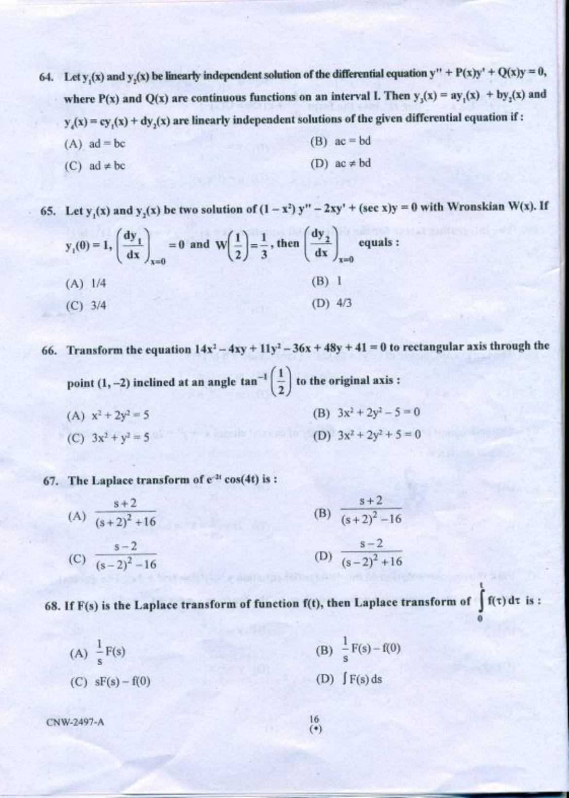 PU CET PG 2018 M.Sc.(Mathematics) Question Paper - Page 15