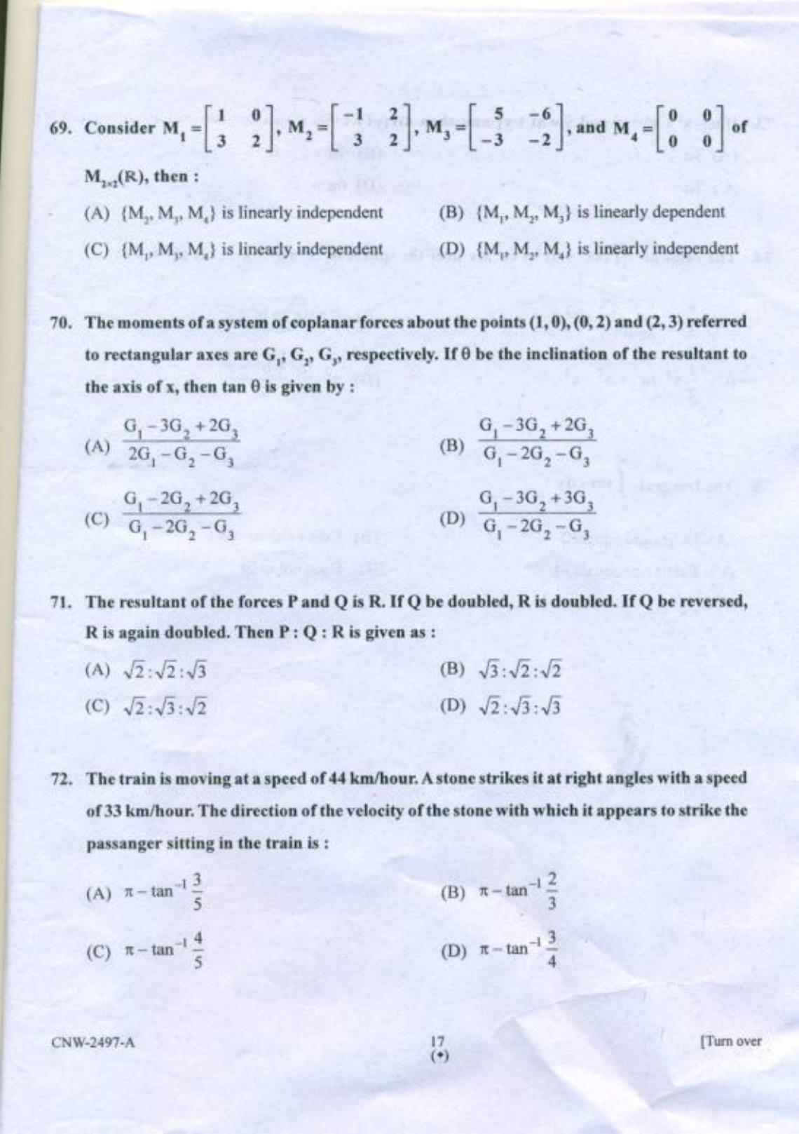 PU CET PG 2018 M.Sc.(Mathematics) Question Paper - Page 16