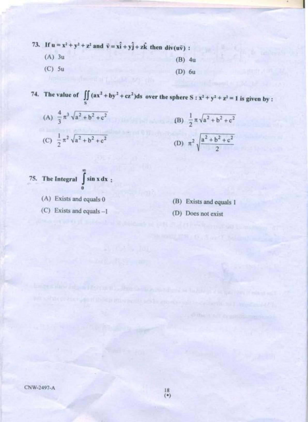 PU CET PG 2018 M.Sc.(Mathematics) Question Paper - Page 17