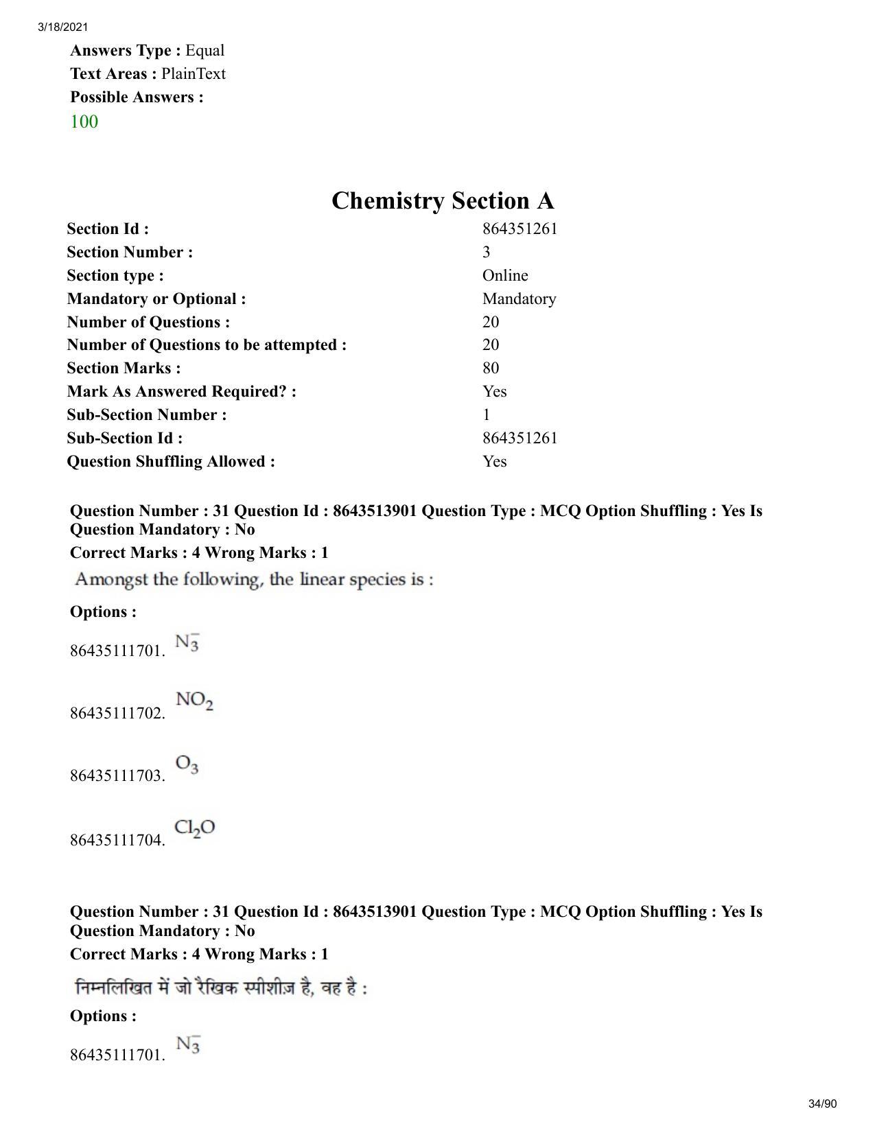 JEE Mains 2021: BTech H (Shift 2) 17-03-2021 Question Paper - Page 34