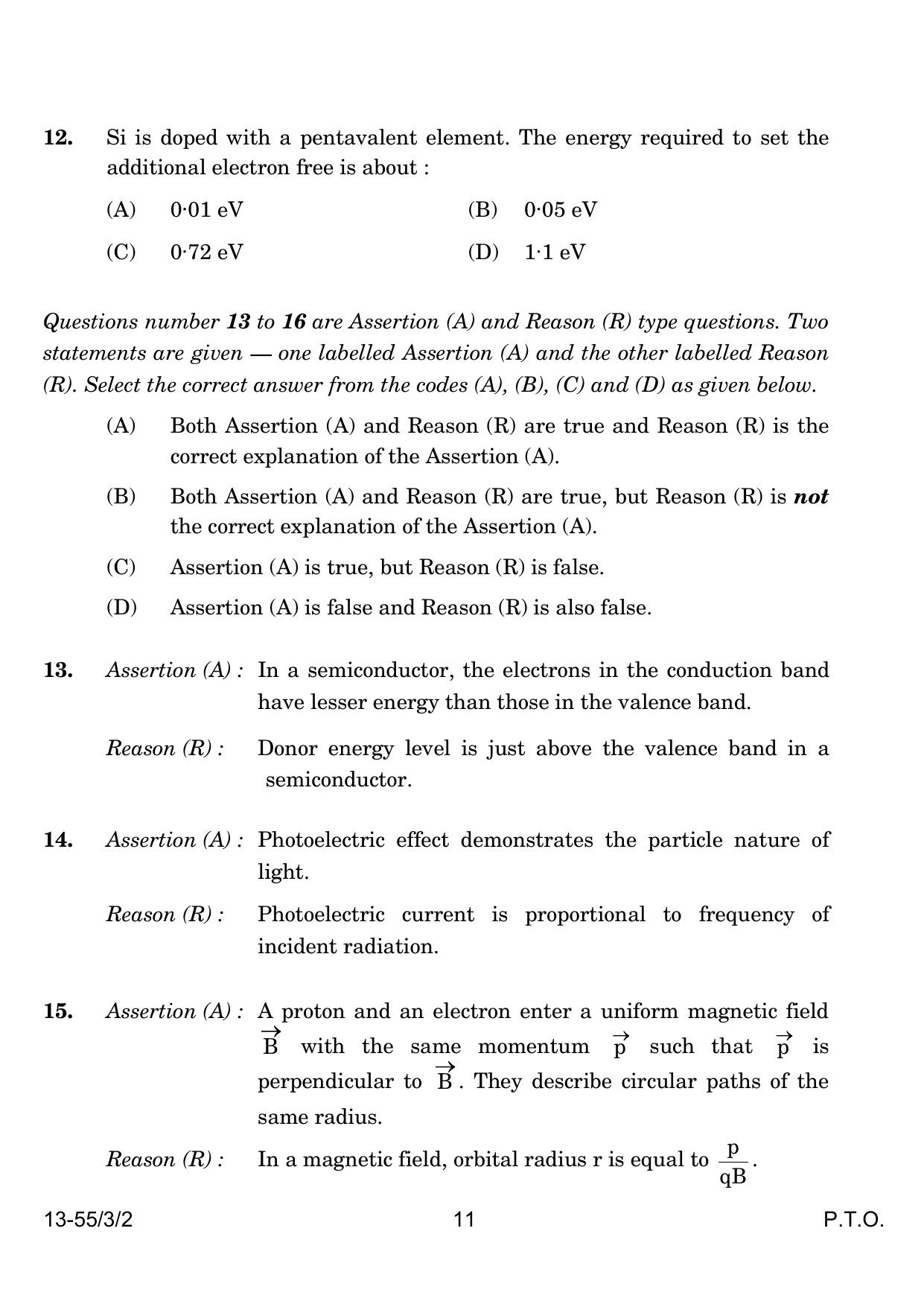 CBSE Class 12 55-3-2 Physics 2024 Question Paper - Page 11
