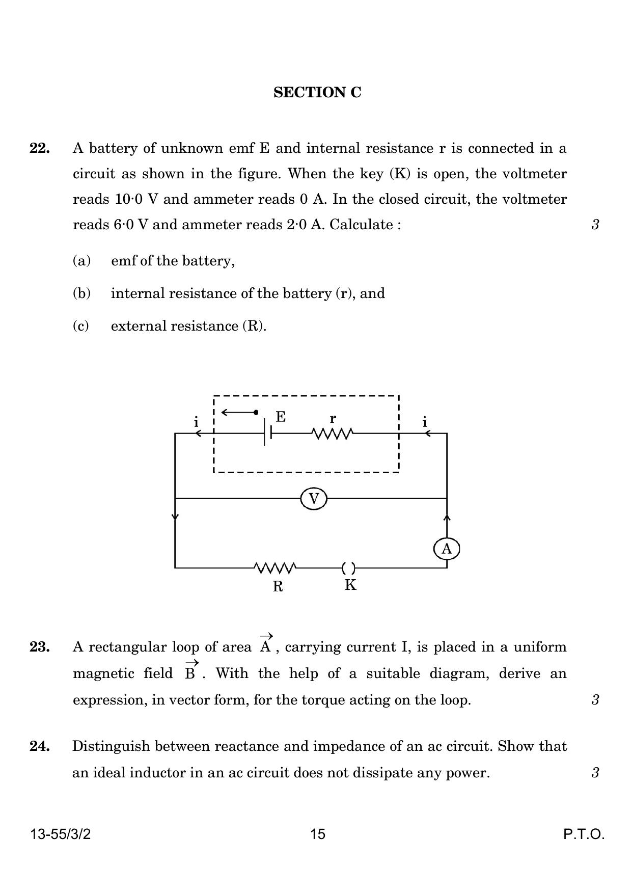CBSE Class 12 55-3-2 Physics 2024 Question Paper - Page 15