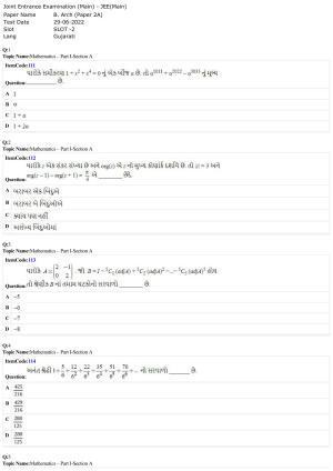 JEE Mains 2022: B.Arch Gujarati (Shift 1) 29-06-2022 Question Paper