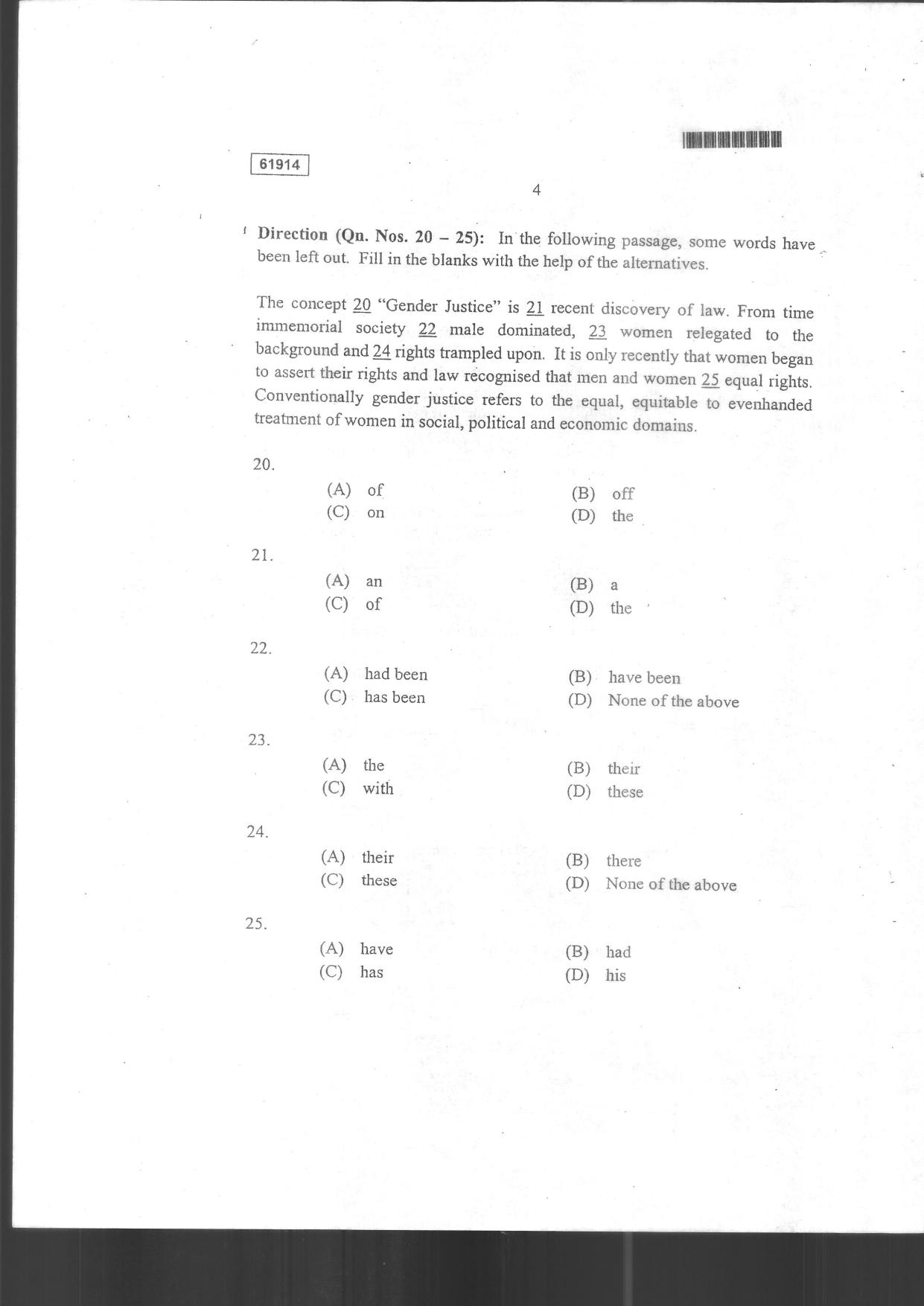 CUSAT CAT 2014 3 YEAR LL.B Question Paper - Page 6