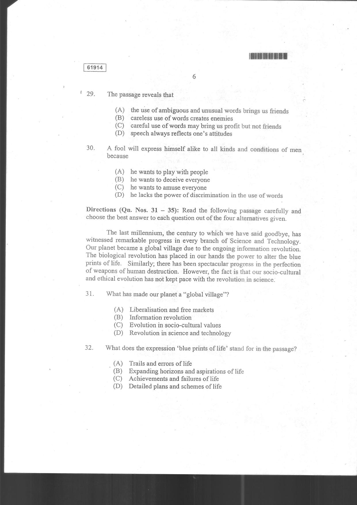 CUSAT CAT 2014 3 YEAR LL.B Question Paper - Page 8