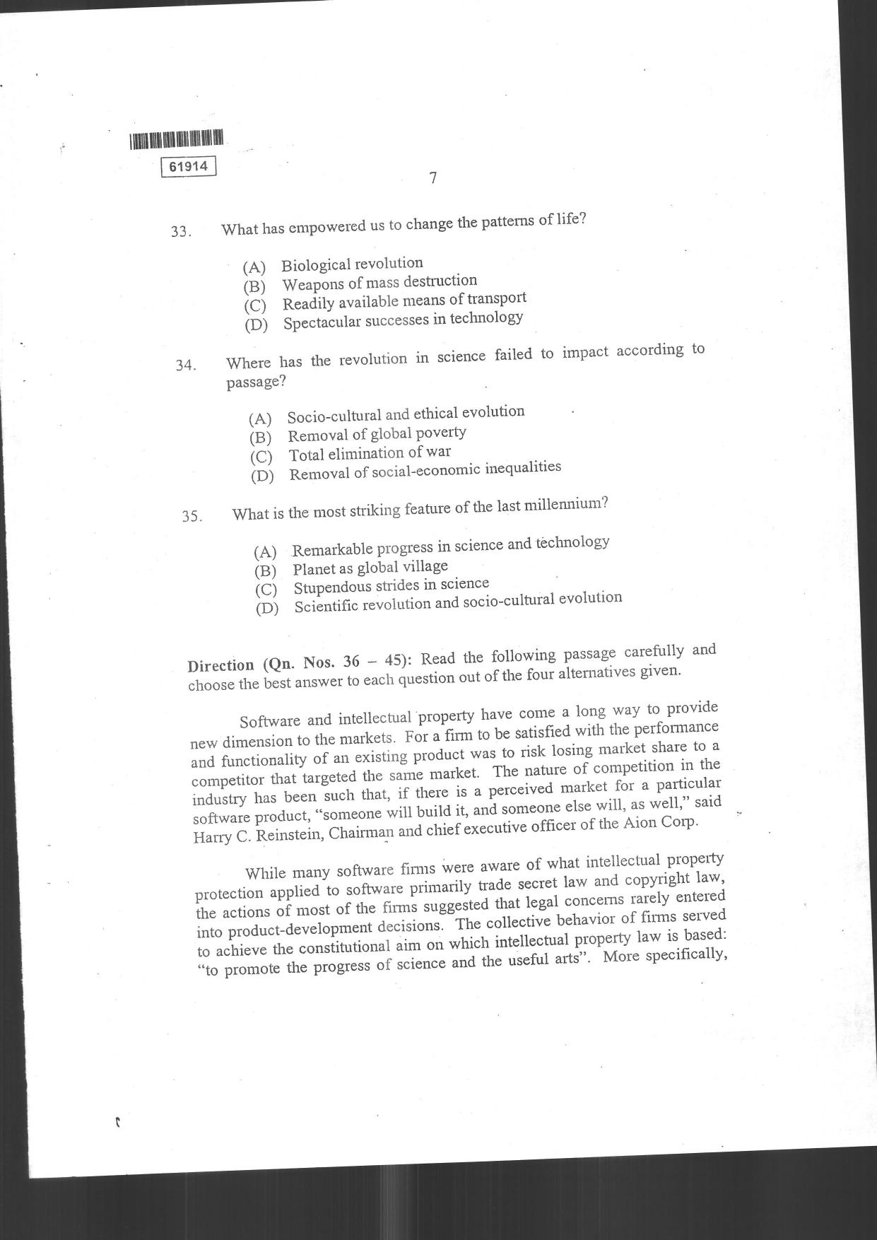 CUSAT CAT 2014 3 YEAR LL.B Question Paper - Page 9