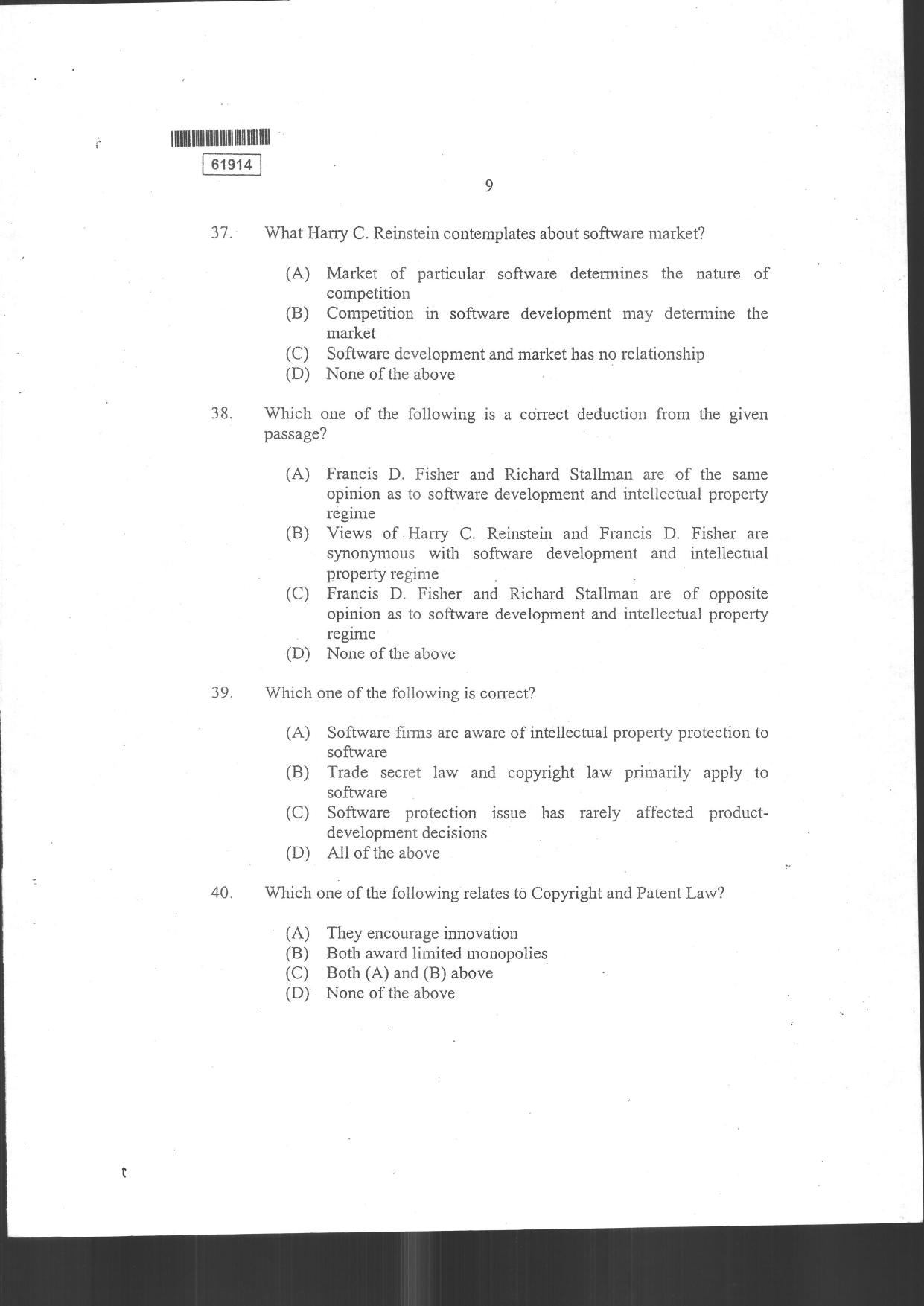 CUSAT CAT 2014 3 YEAR LL.B Question Paper - Page 11