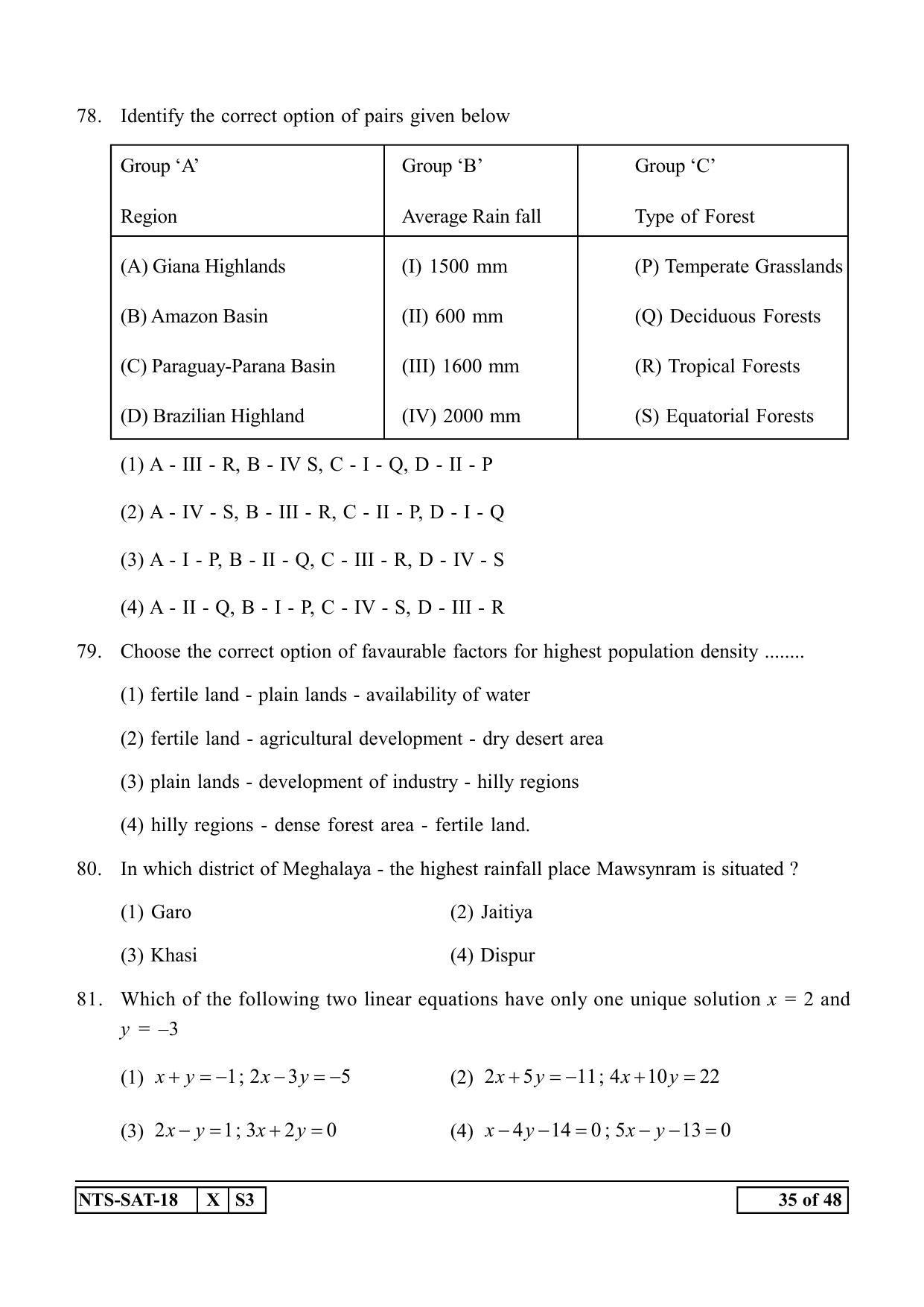 Maharashtra NTSE 2019 SAT (Hindi) Question Paper - Page 35