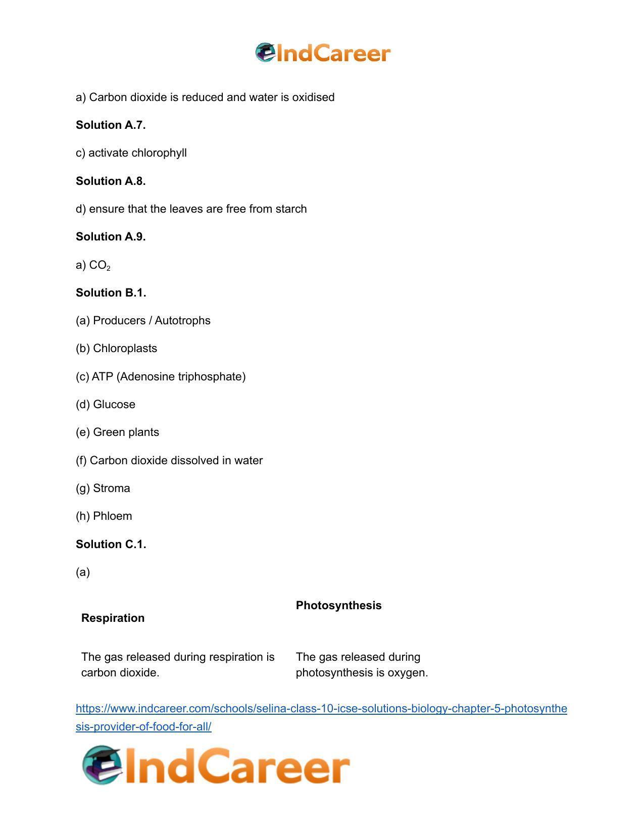 Selina Class 10 ICSE Solutions Biology : Chapter 5- Photosynthesis: Provider of Food for All - Page 3