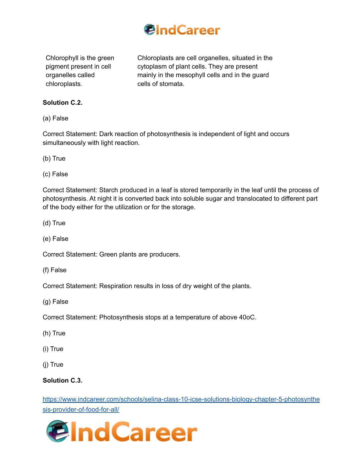 Selina Class 10 ICSE Solutions Biology : Chapter 5- Photosynthesis: Provider of Food for All - Page 5