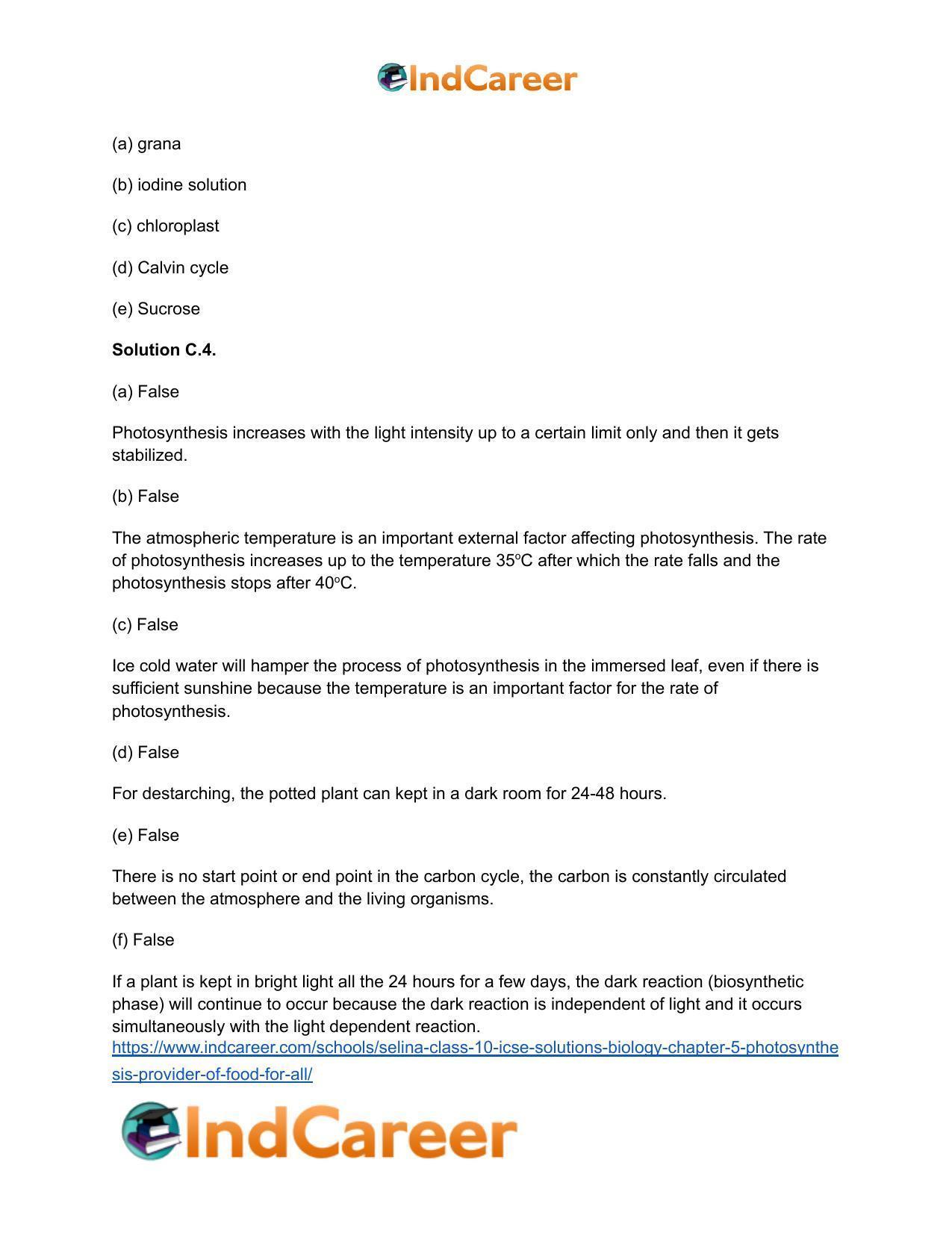 Selina Class 10 ICSE Solutions Biology : Chapter 5- Photosynthesis: Provider of Food for All - Page 6
