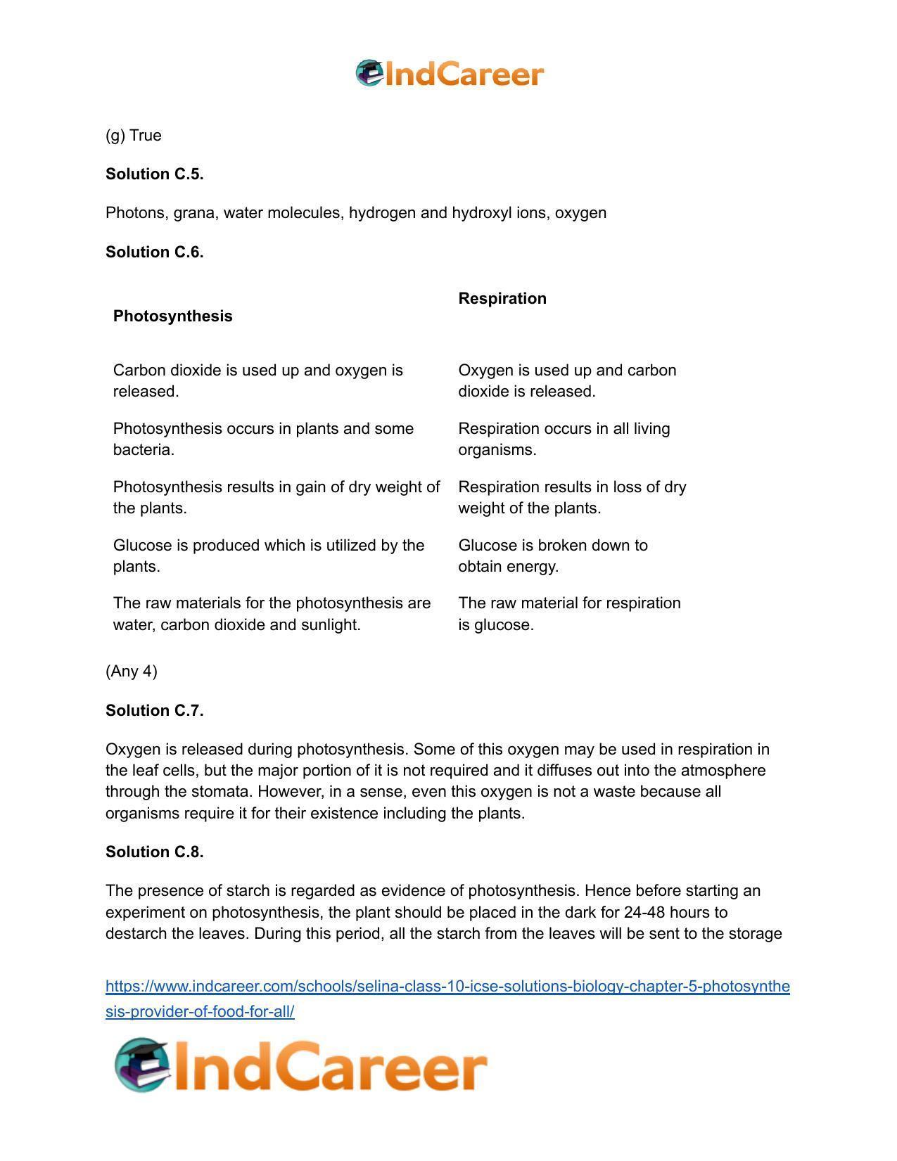 Selina Class 10 ICSE Solutions Biology : Chapter 5- Photosynthesis: Provider of Food for All - Page 7