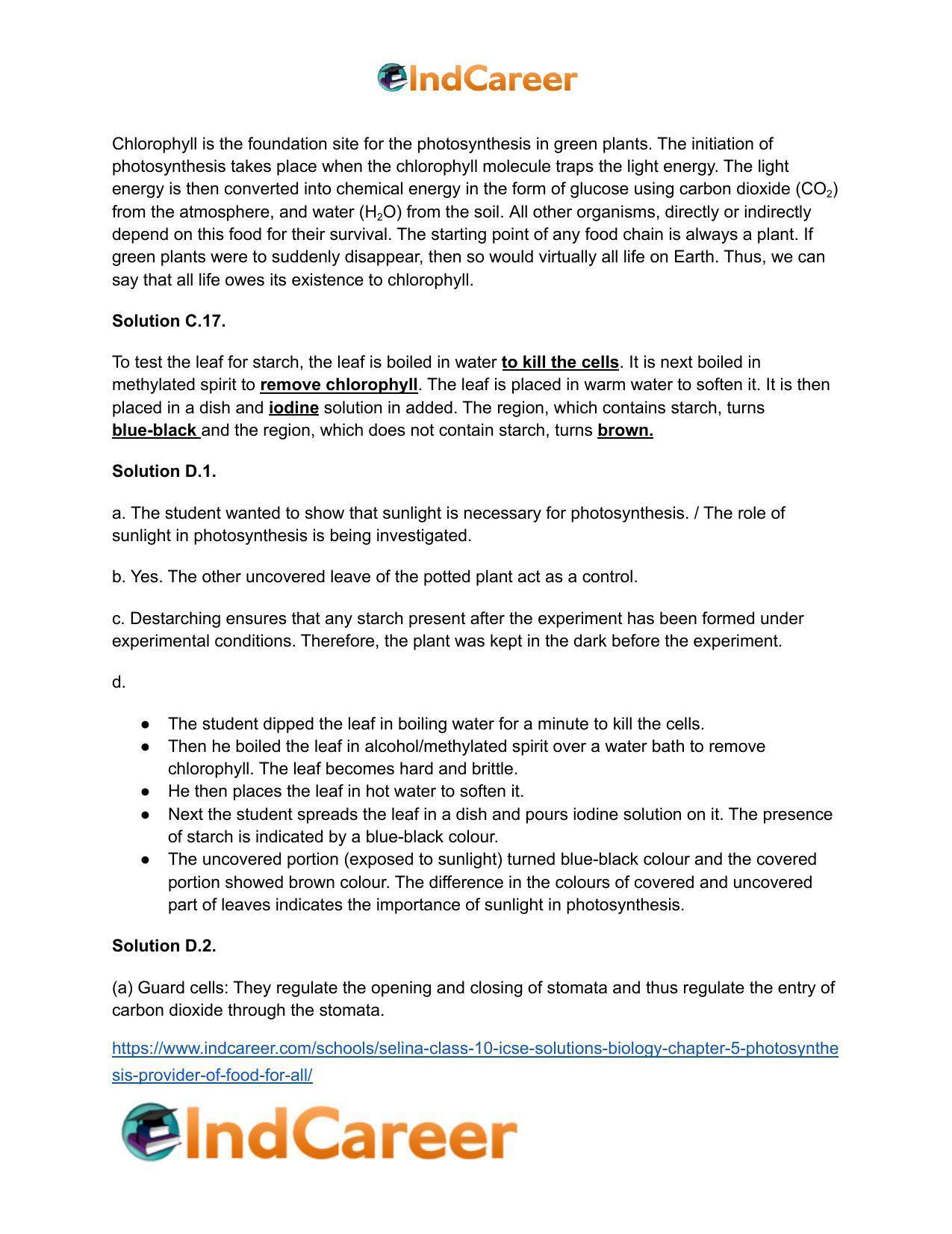 Selina Class 10 ICSE Solutions Biology : Chapter 5- Photosynthesis: Provider of Food for All - Page 11