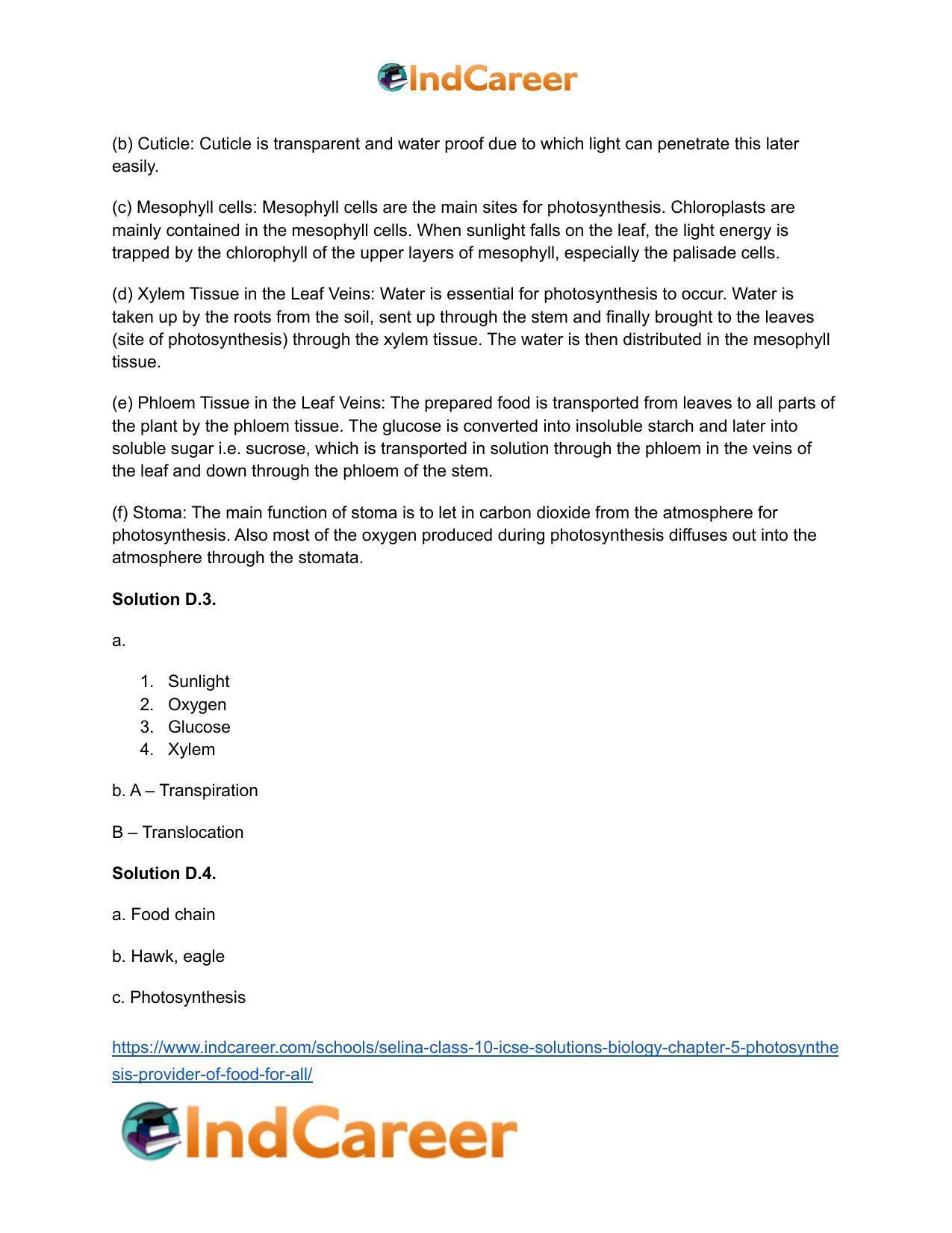 Selina Class 10 ICSE Solutions Biology : Chapter 5- Photosynthesis: Provider of Food for All - Page 12