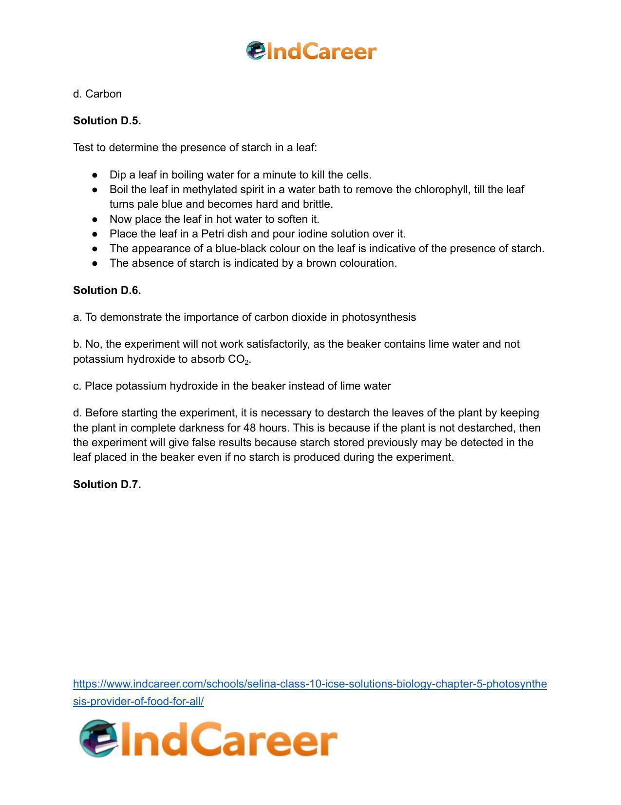 Selina Class 10 ICSE Solutions Biology : Chapter 5- Photosynthesis: Provider of Food for All - Page 13