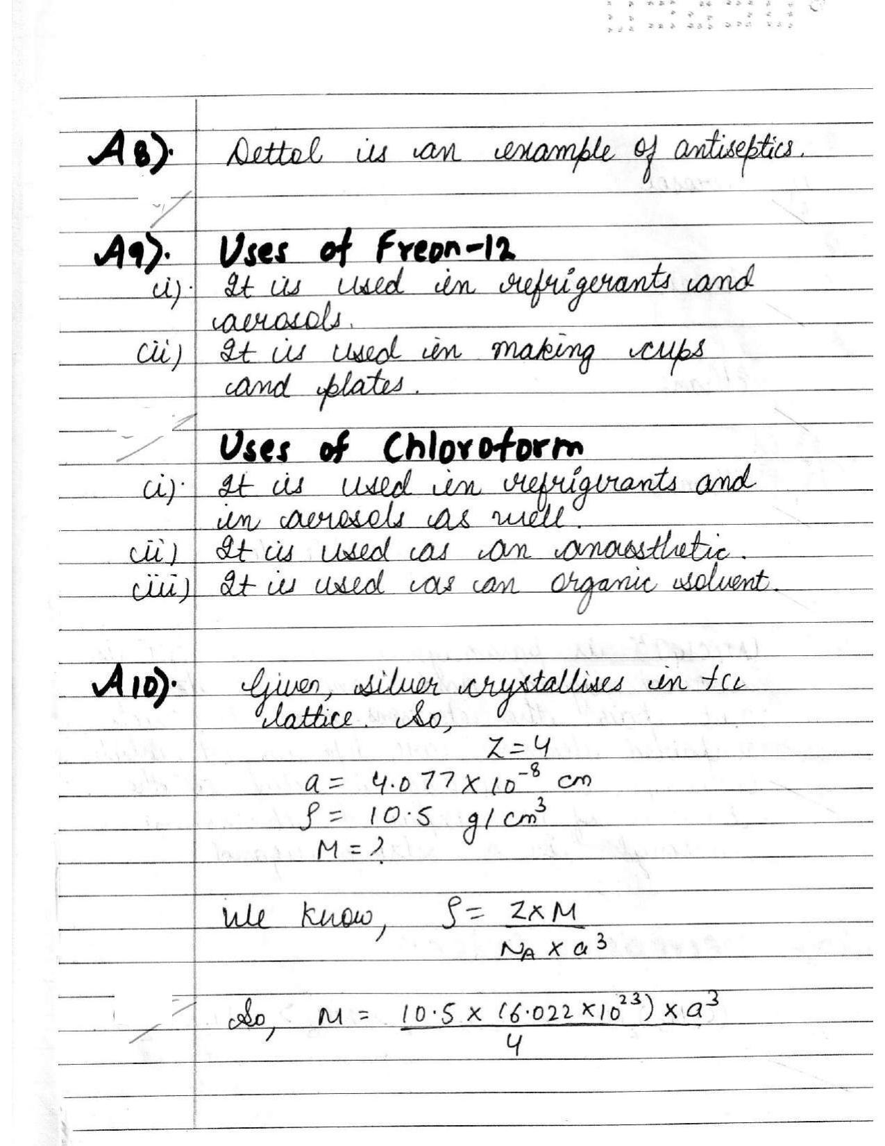 UBSE Class 12 Chemistry 2020 Toppers Answer Sheet - Page 3