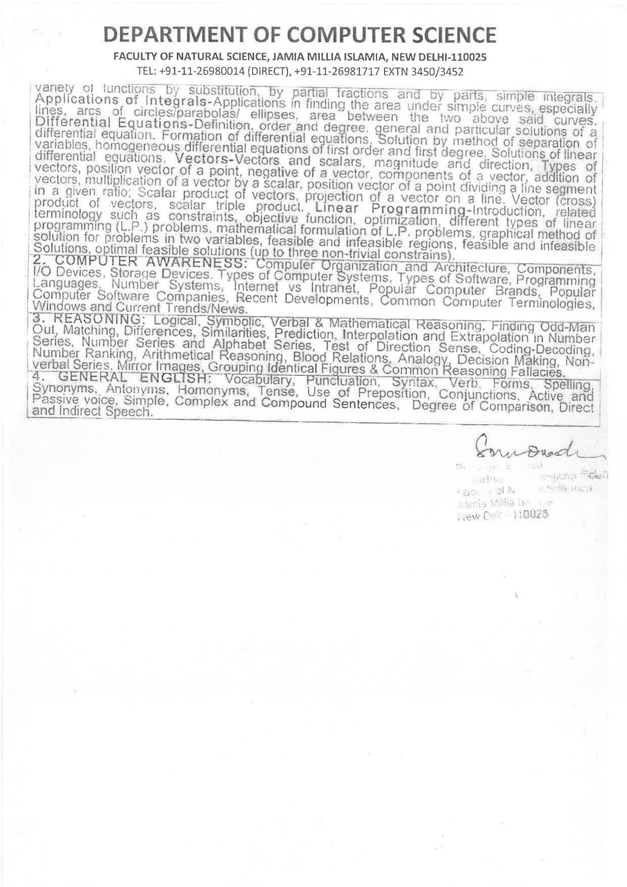 JMI Entrance Exam M54-MCA Syllabus - Page 2
